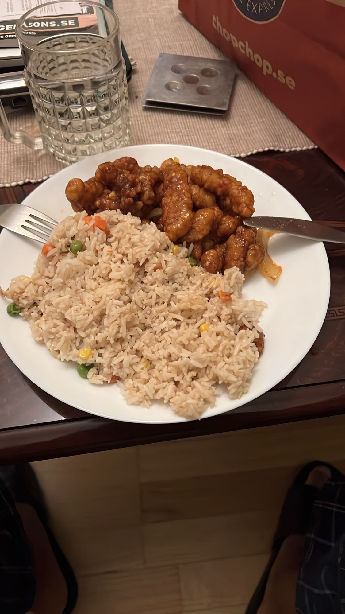 Friterad kyckling med ris