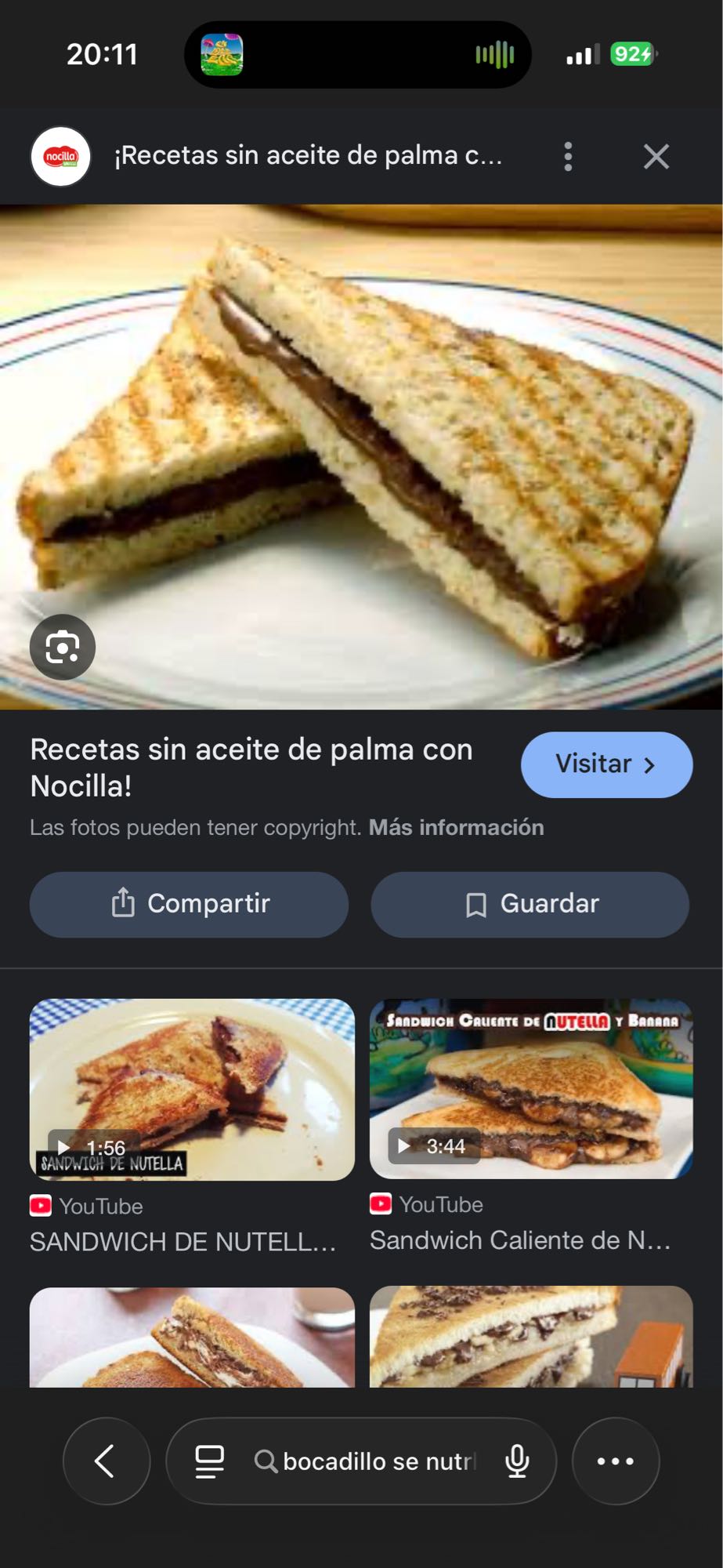 Sándwich de nocilla