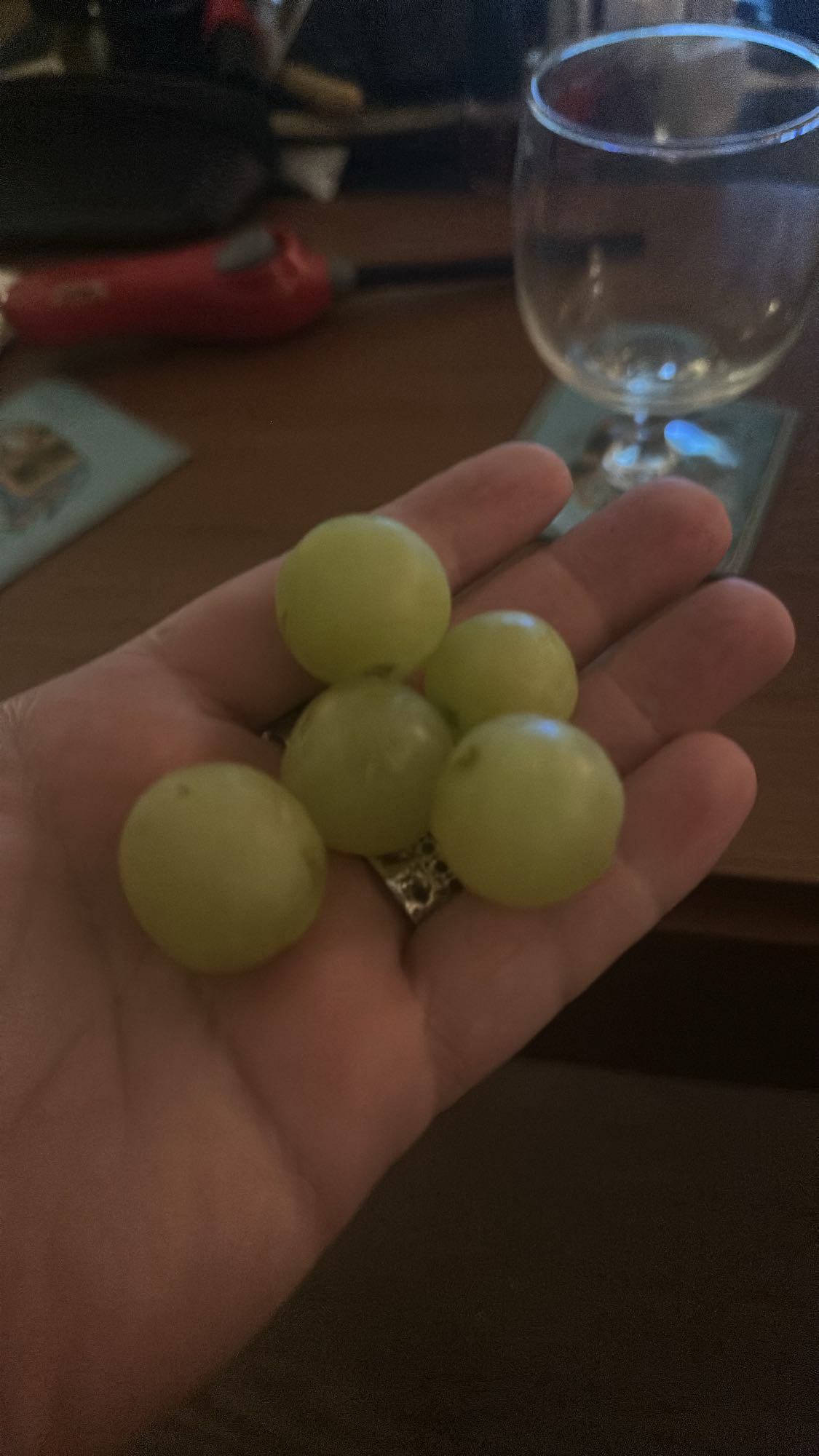 Handful of green grapes