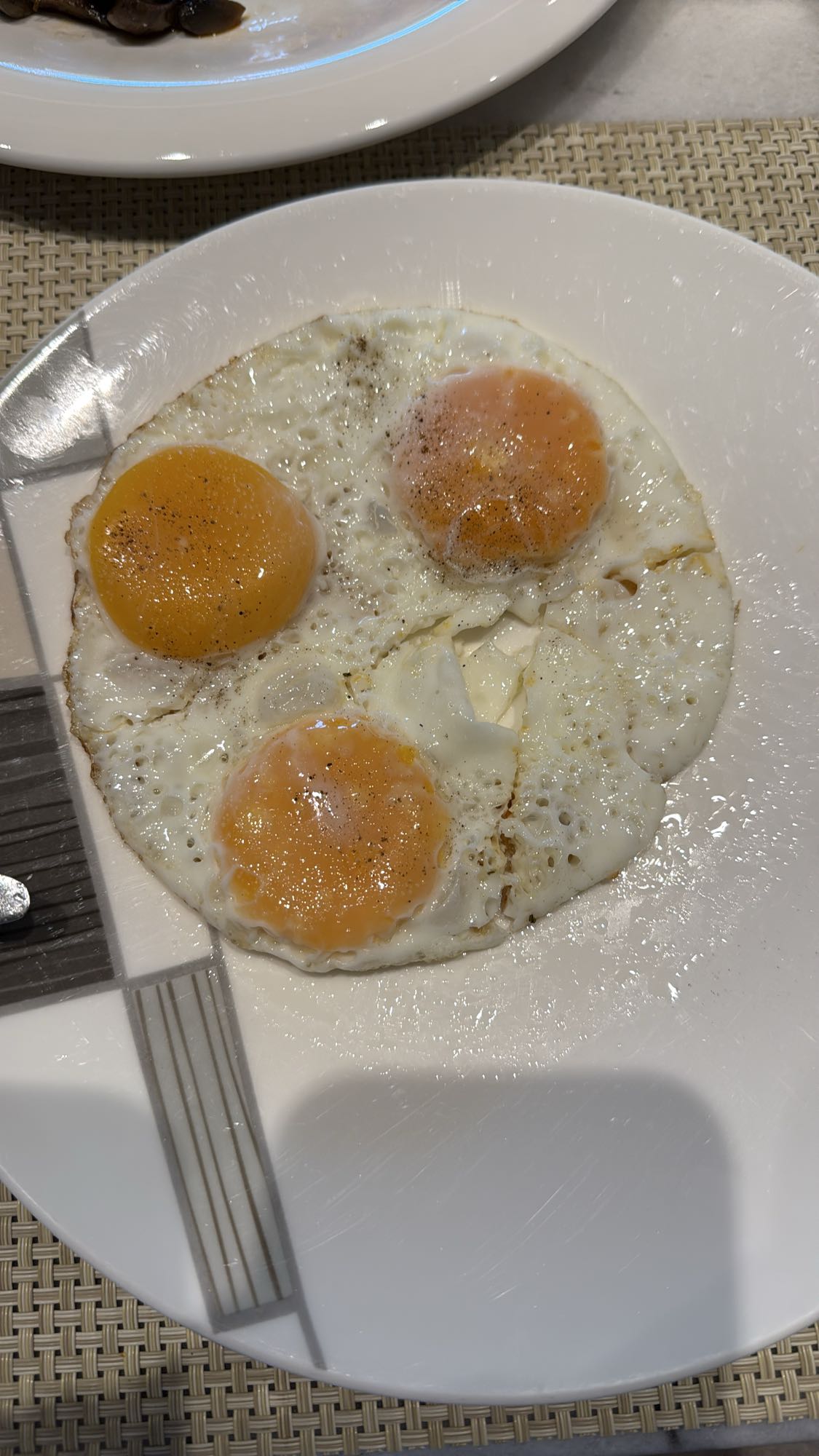 Three fried eggs