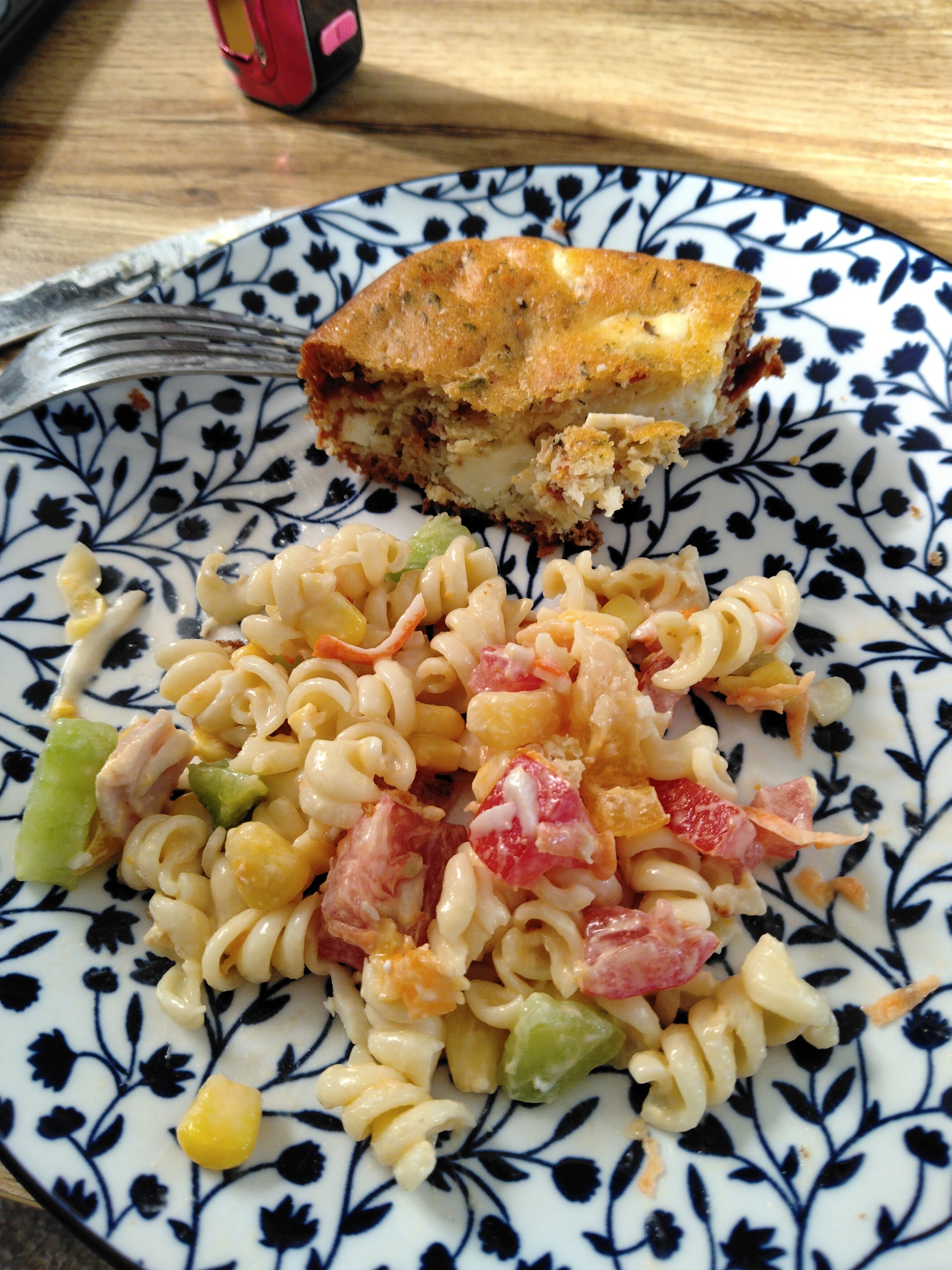 Salade pâtes et quiche