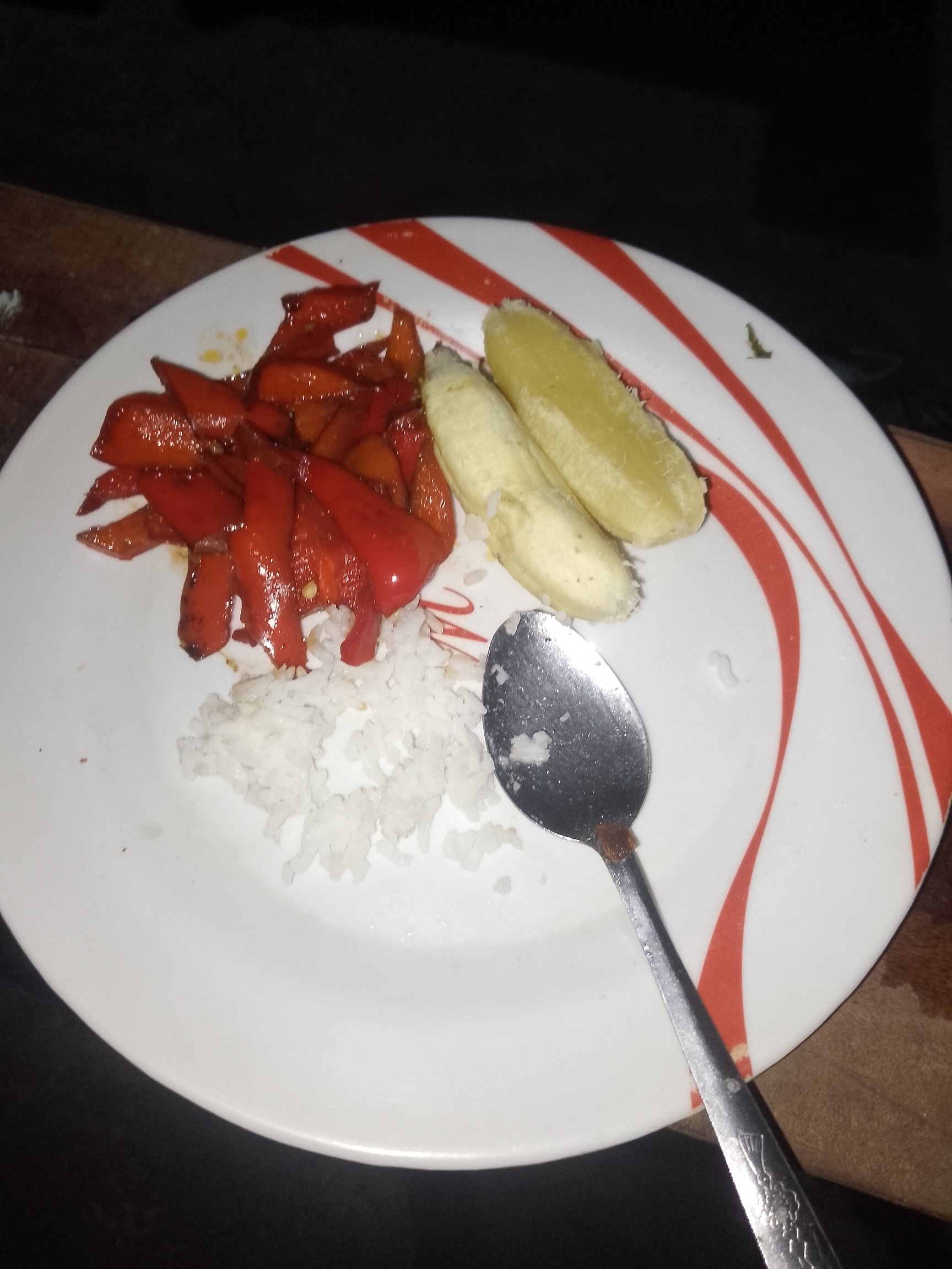 Rice, peppers, and banana