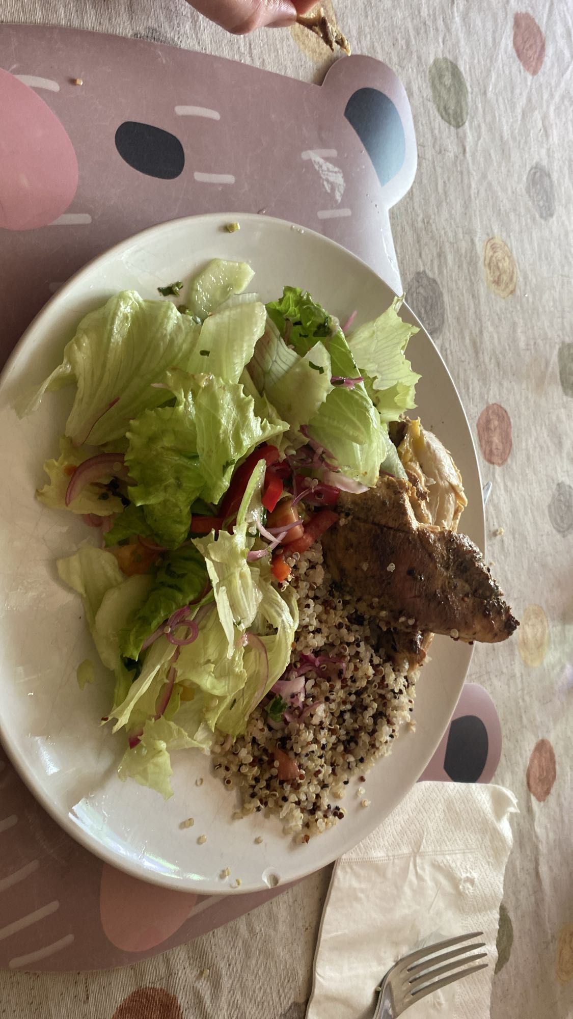 Pollo con quinoa y ensalada