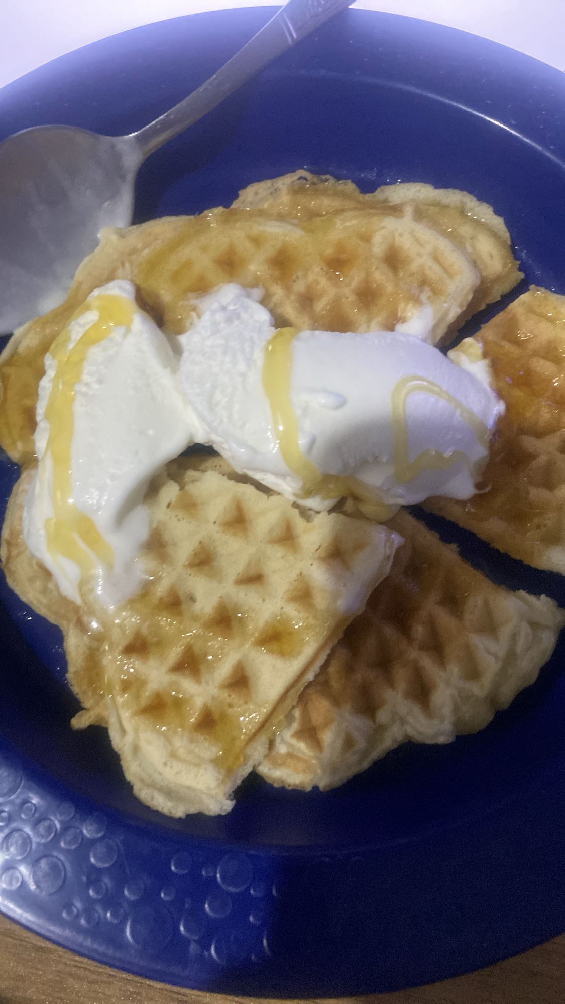 Waffles with ice cream