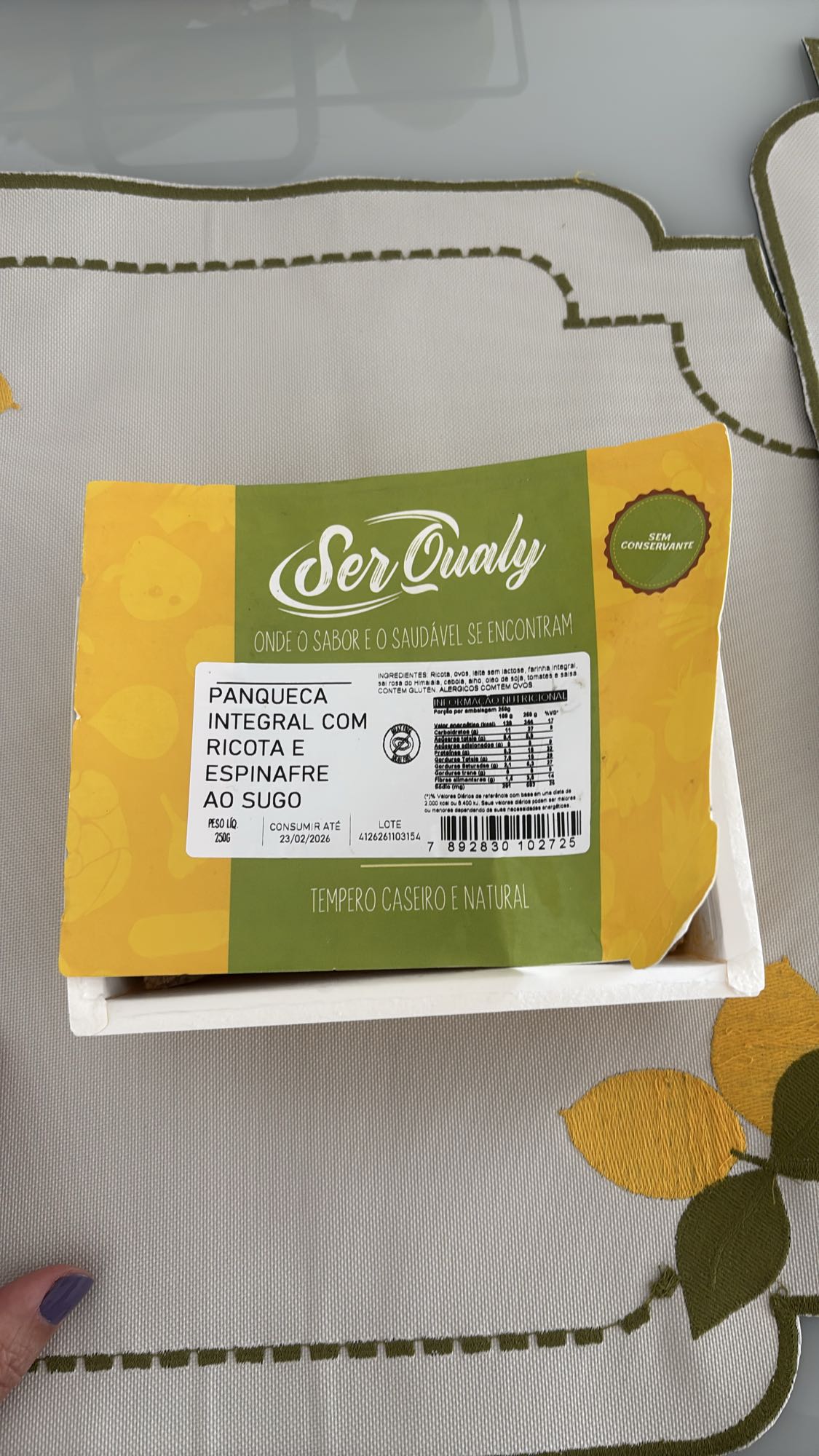 Panqueca integral ricota espinafre