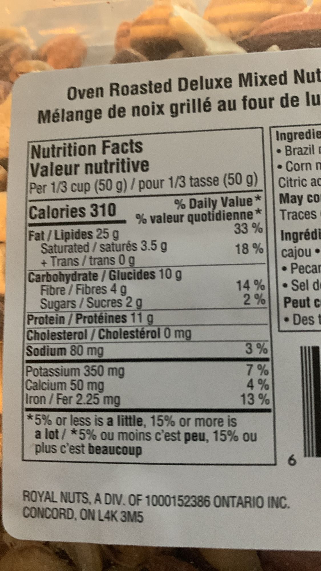 Mélange de noix grillé