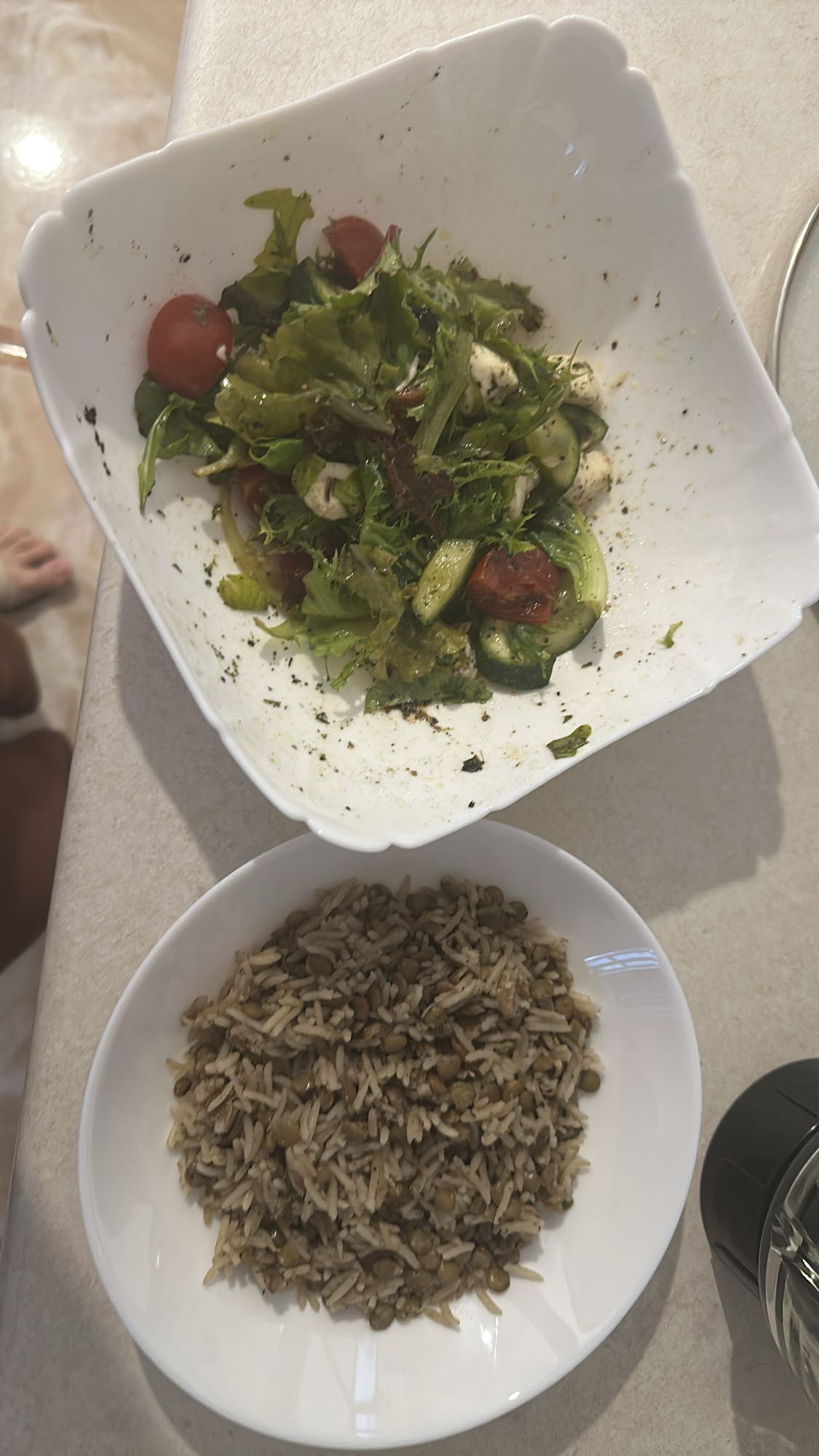 Rice with lentils & salad