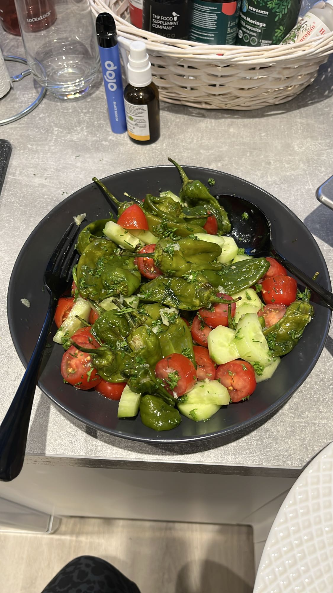 Pepper Tomato Cucumber Salad