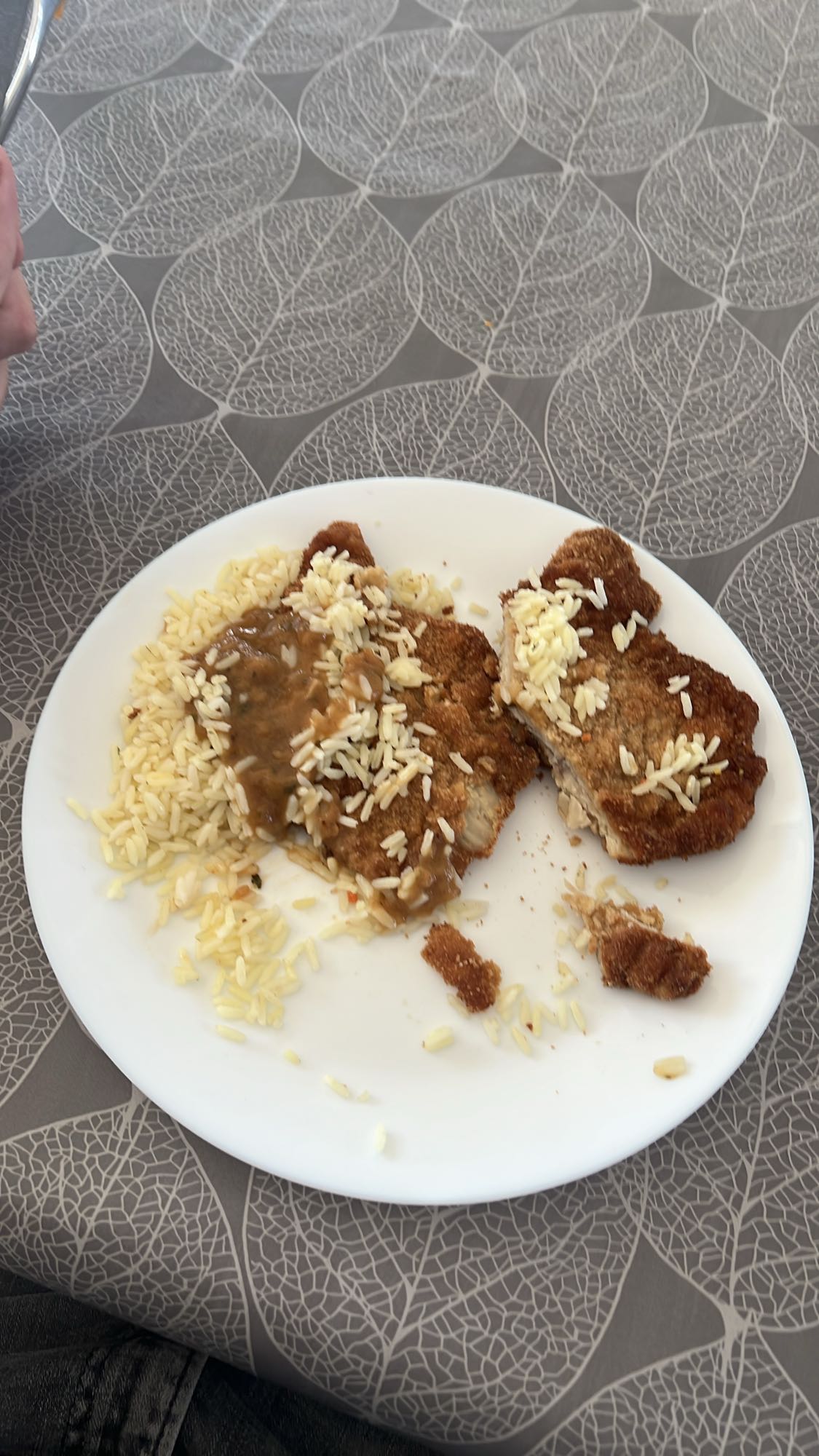 Ris och panerad schnitzel