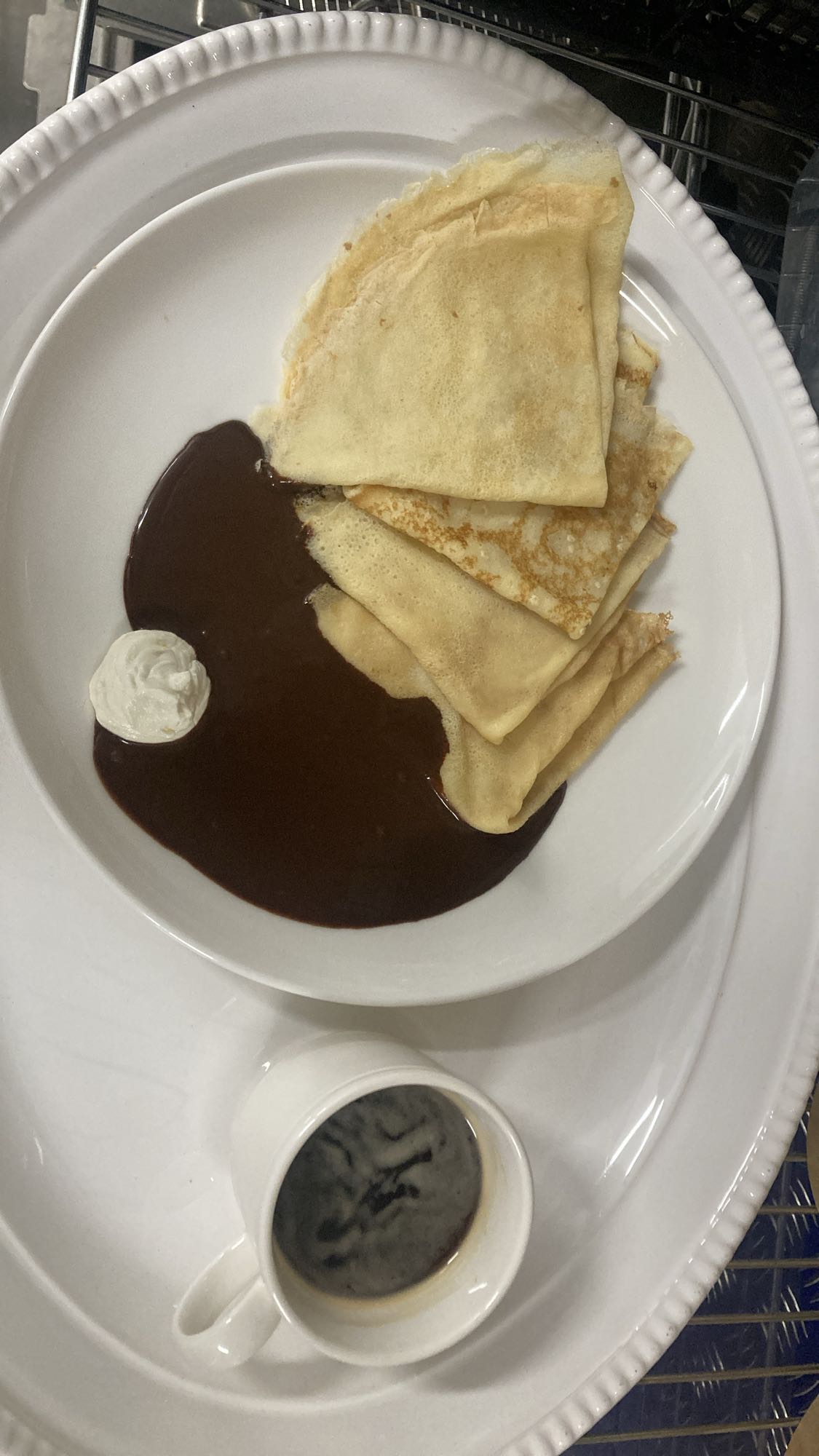 Crepes with chocolate sauce