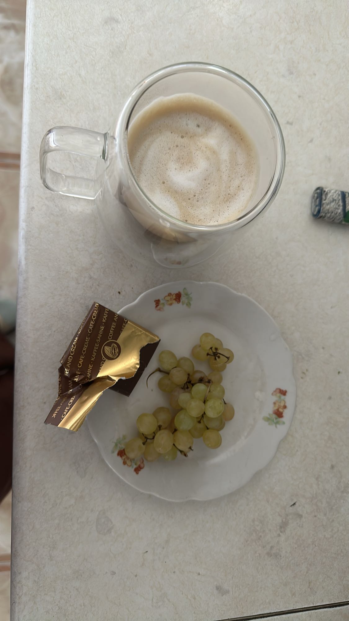 Coffee, grapes, chocolate