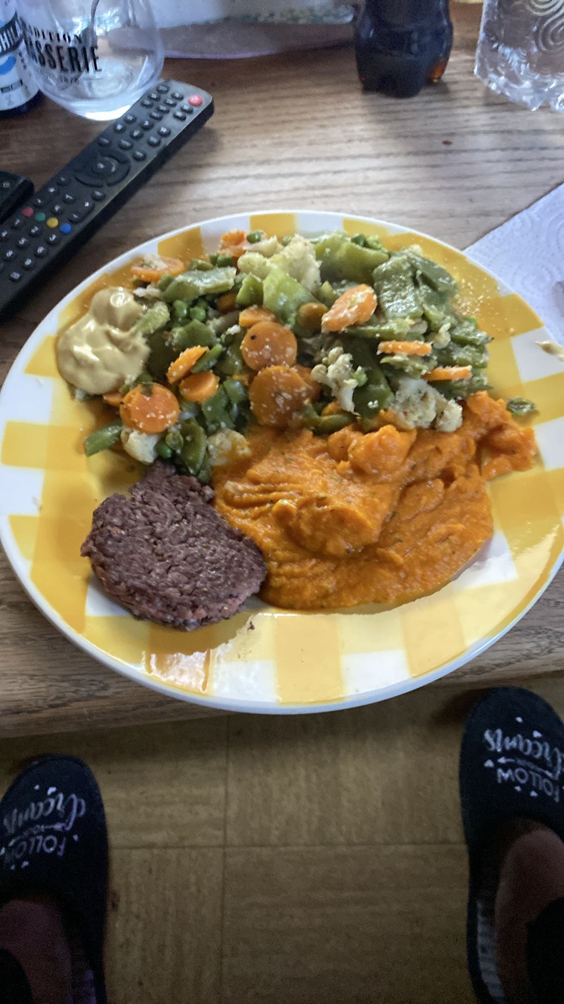 Légumes, purée, steak