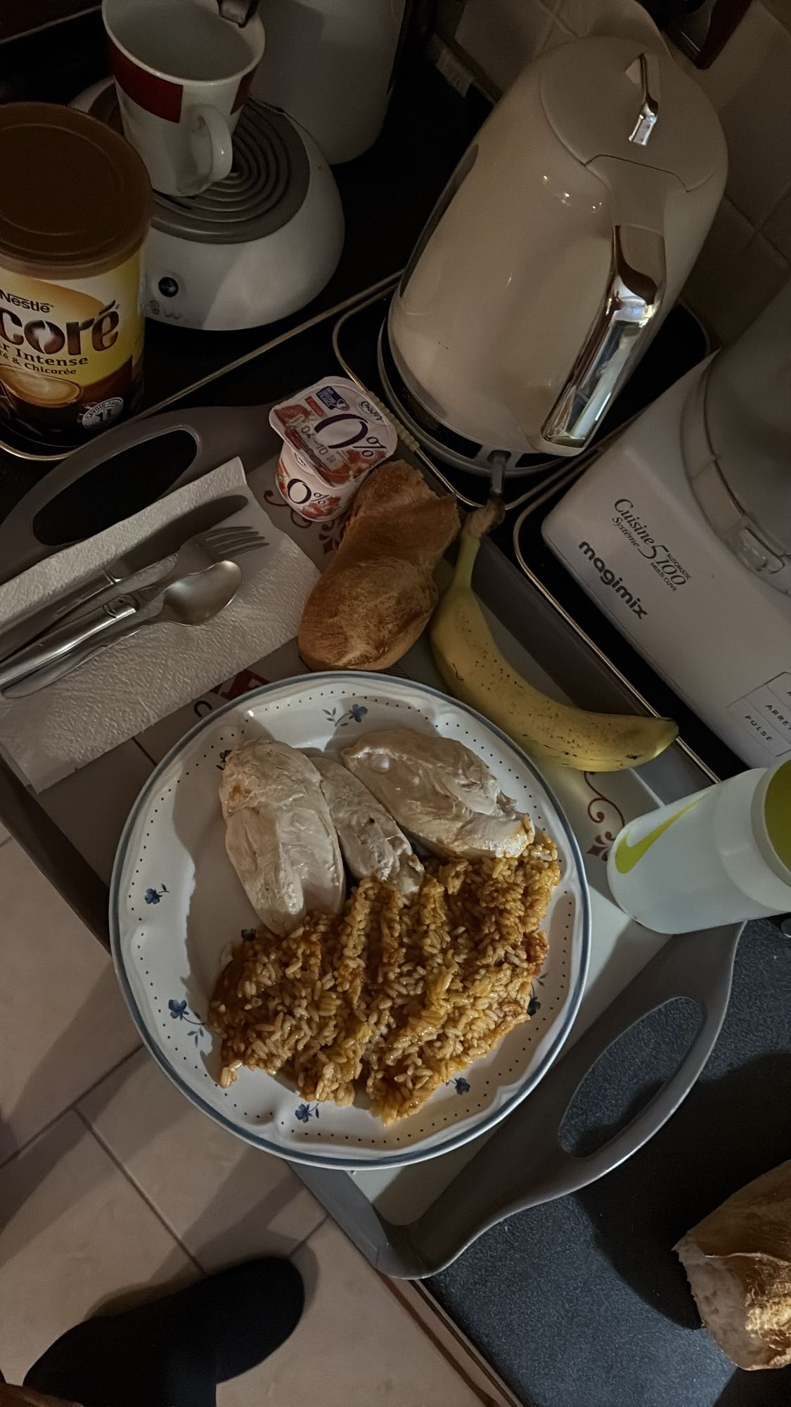 Poulet riz et collation