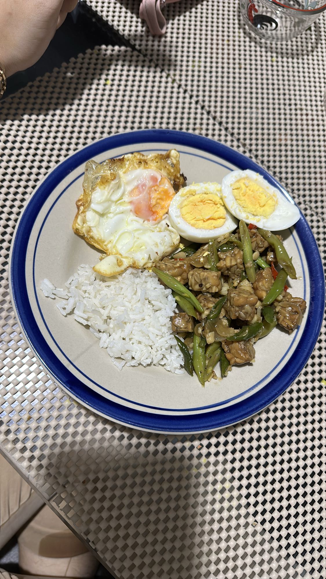 Eggs, Rice, Tempeh Stir Fry