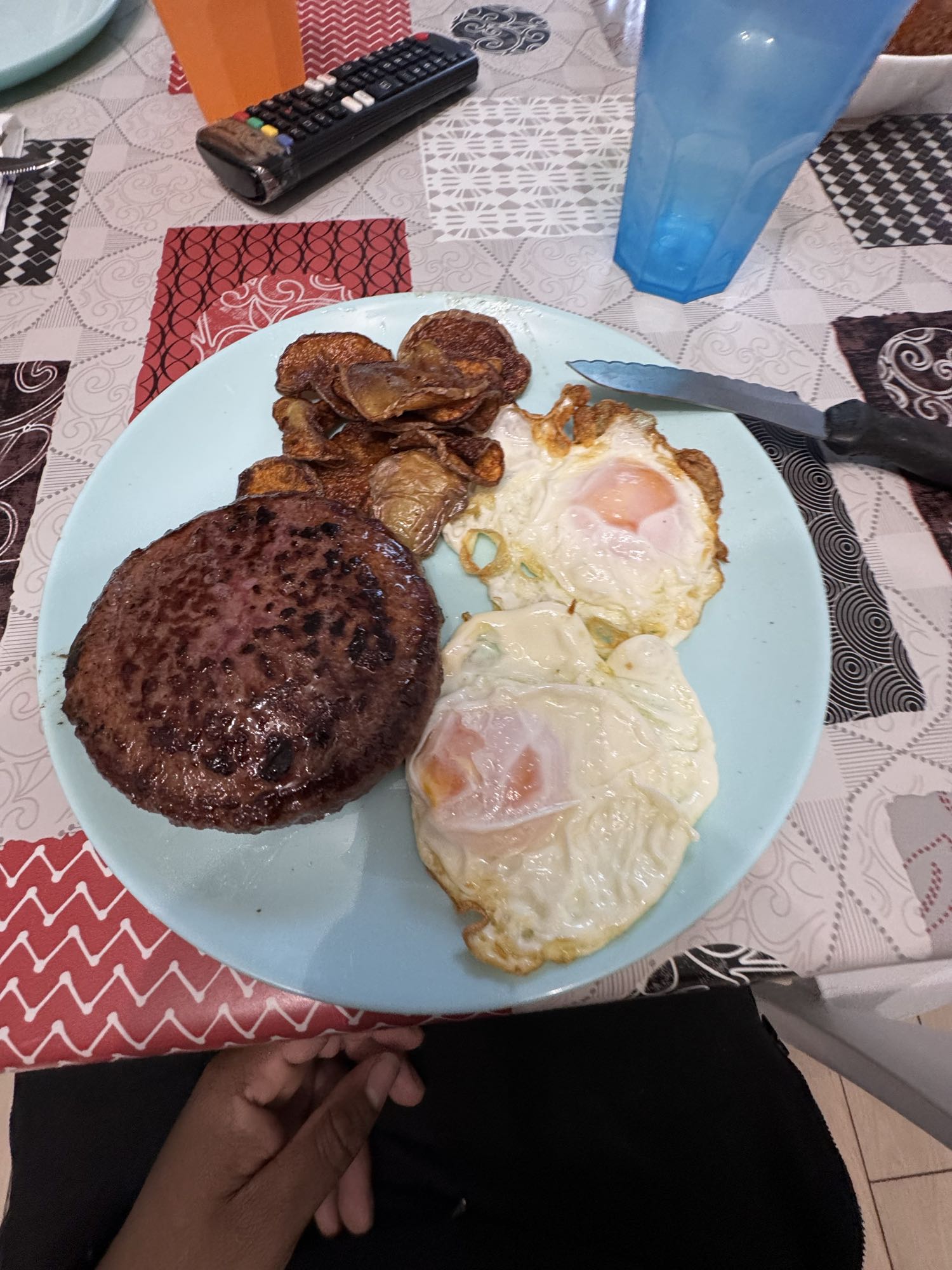 Burger steak with eggs