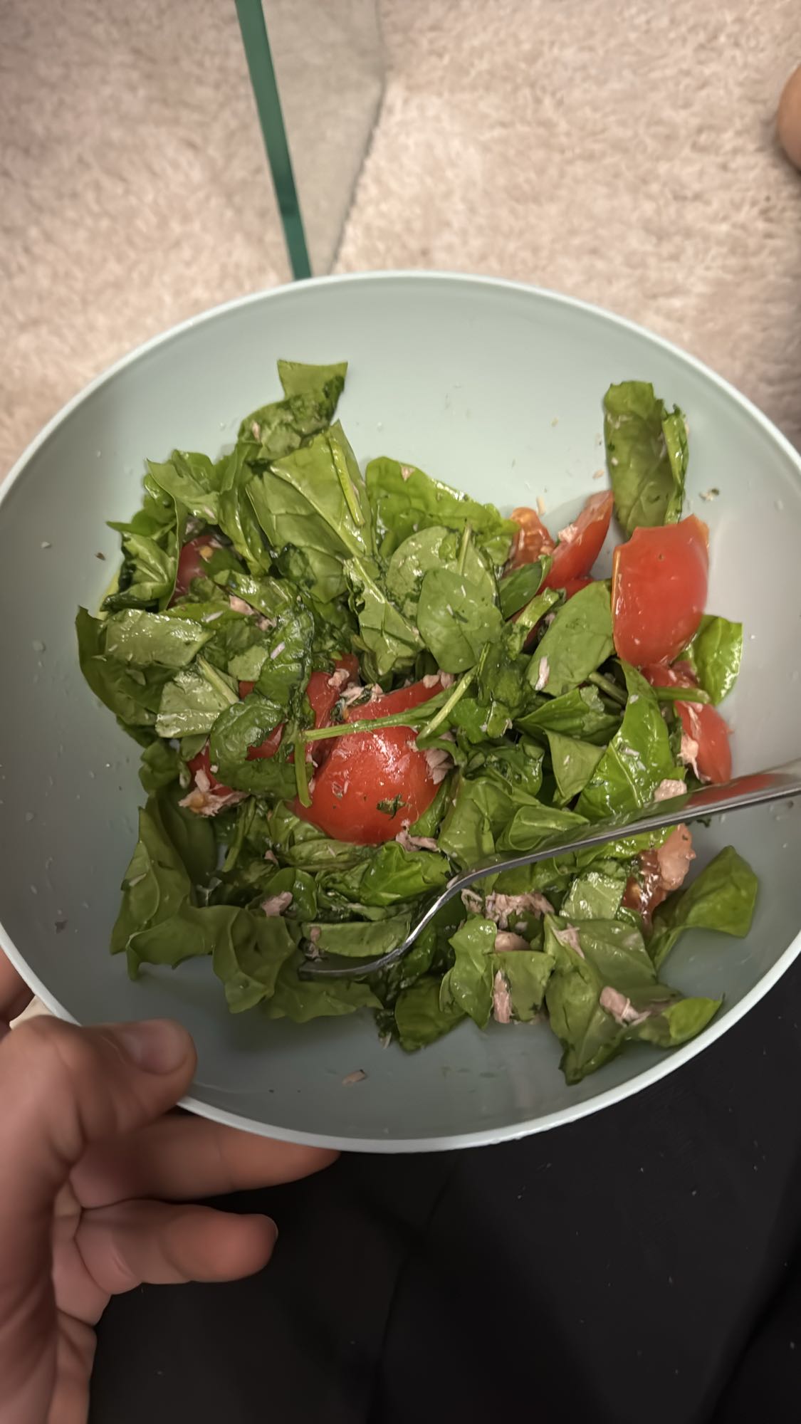 ensalada de atún y espinaca