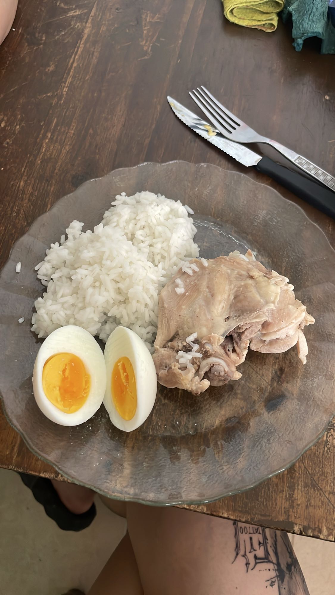 Pollo, arroz y huevo