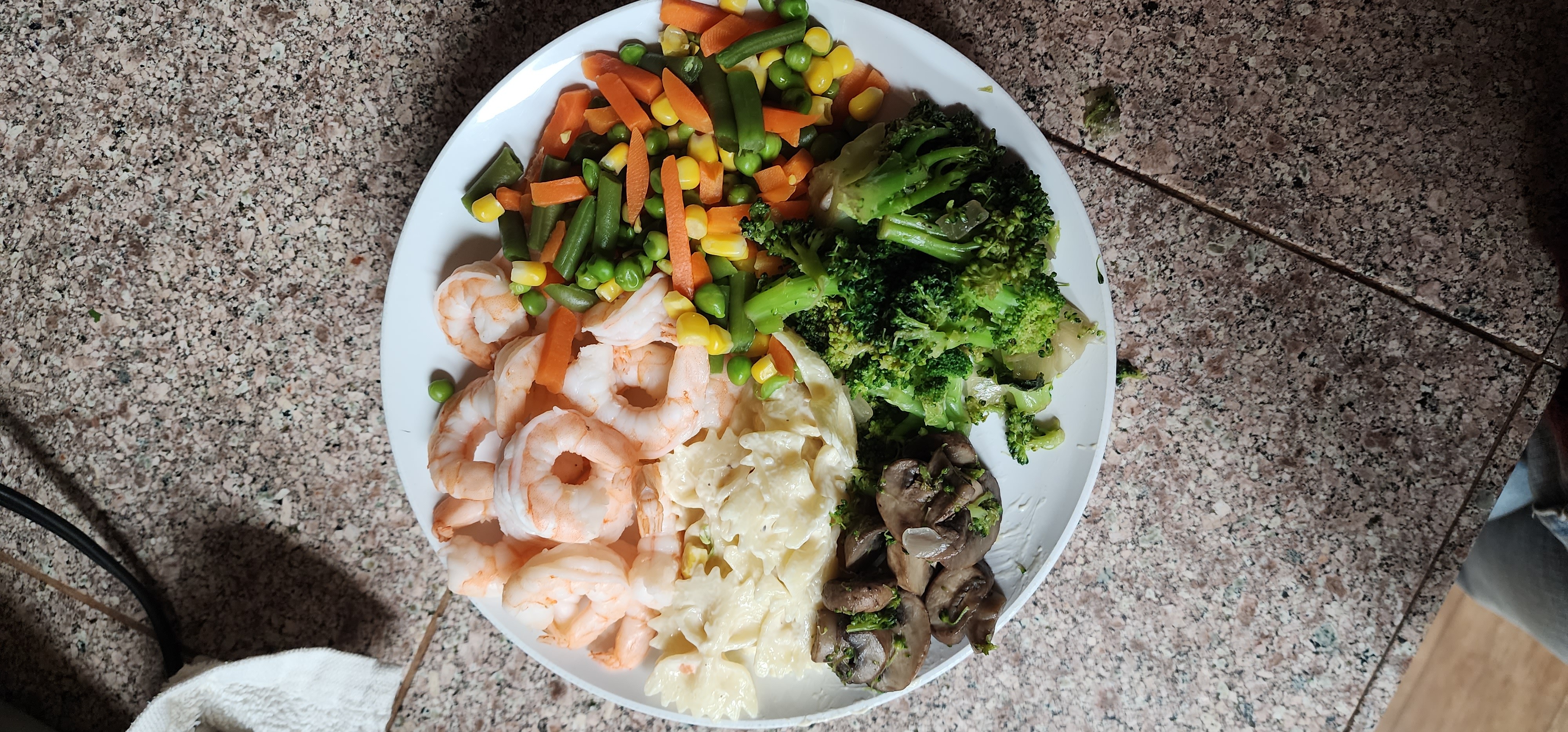 Shrimp Veggie Pasta Plate