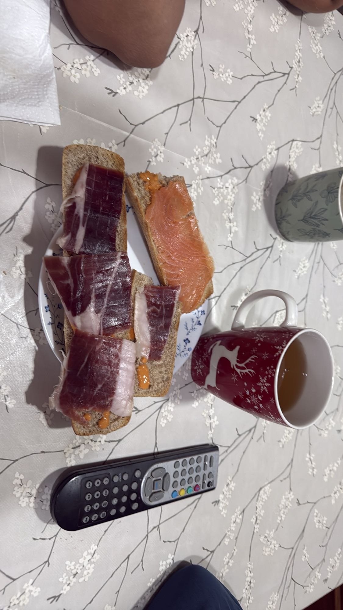 Tostadas de jamón y salmón