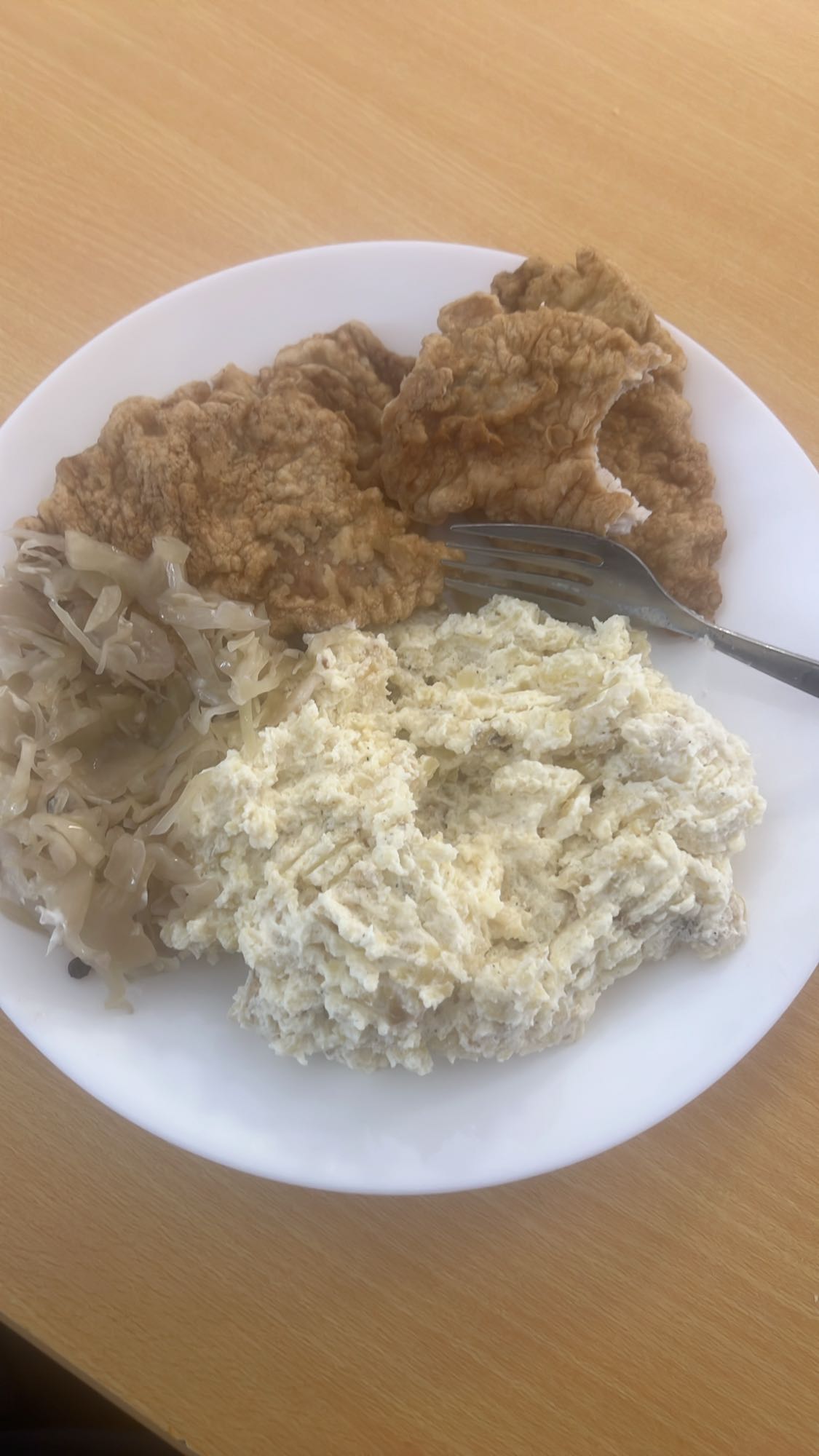 Șnițel cu salată și paste