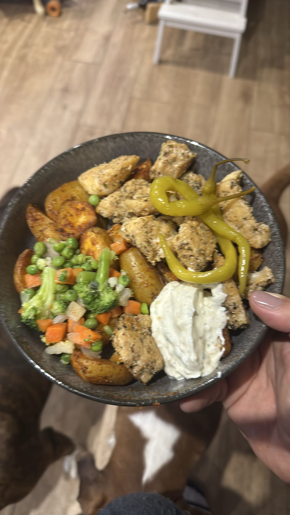 Kip met groenten en aardappels