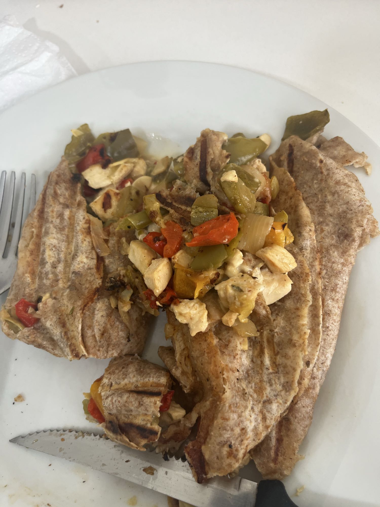 Fajitas de pollo y verduras