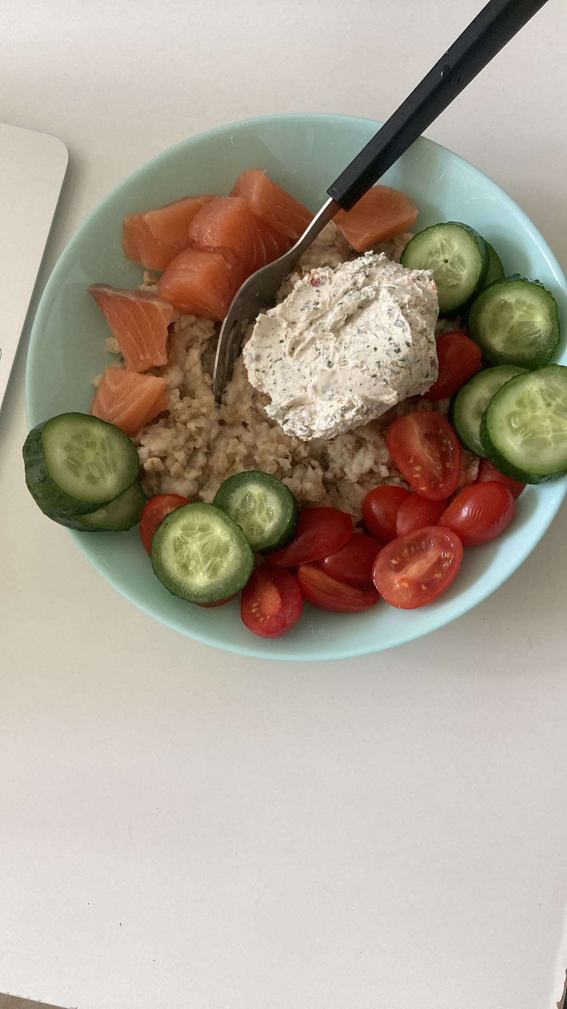 Salmon Oat Veggie Bowl