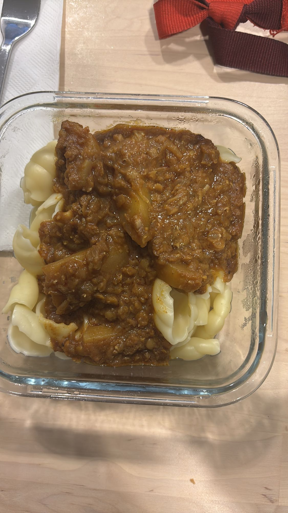 Pasta med linsgryta