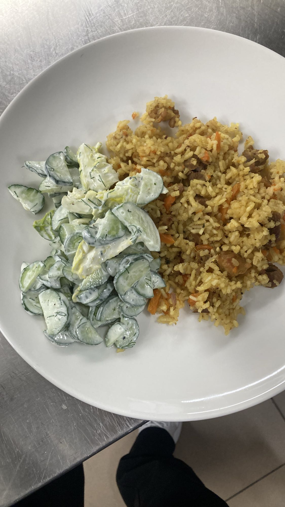 Rice with cucumber salad