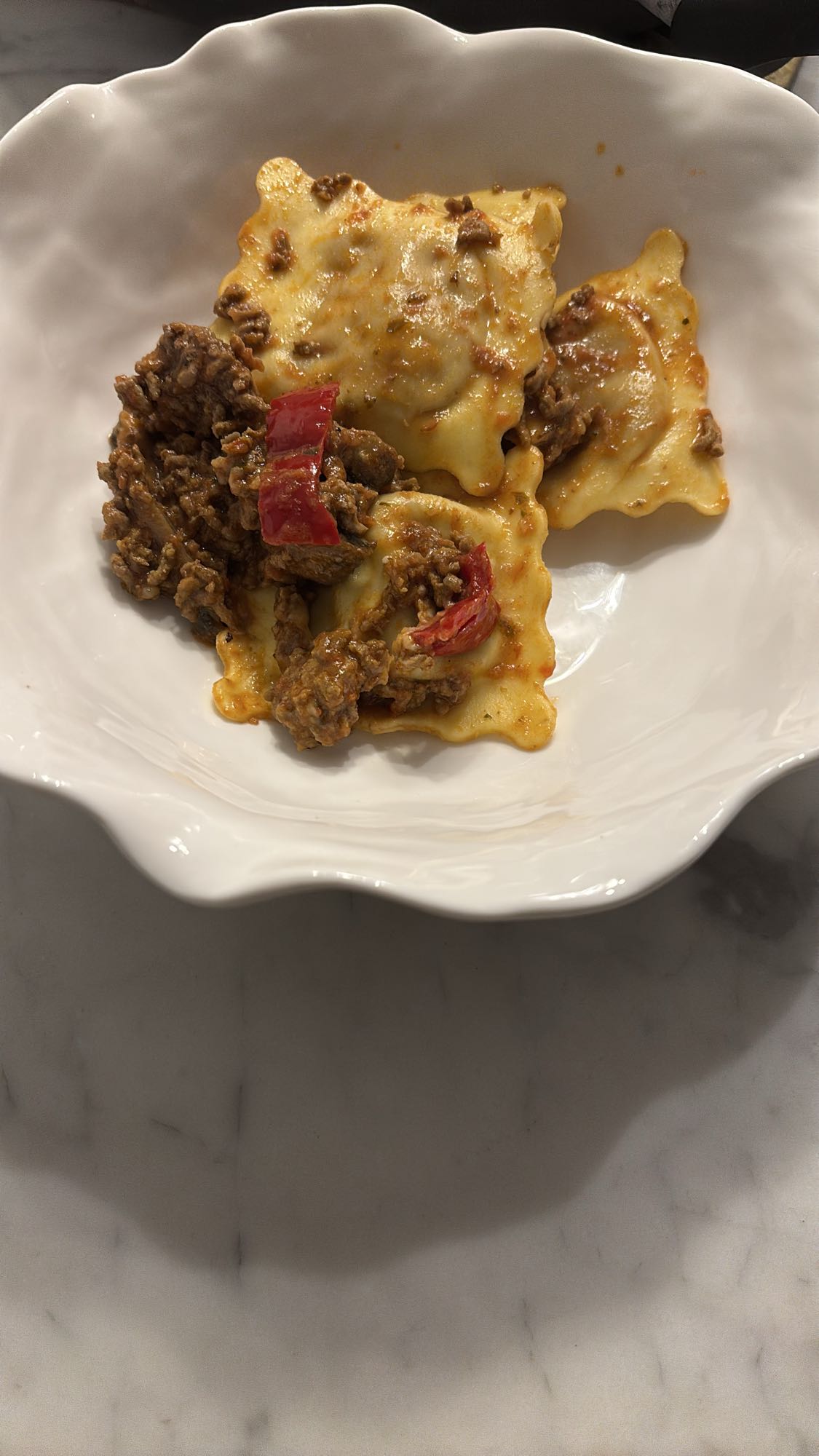 Köttfärsfylld ravioli