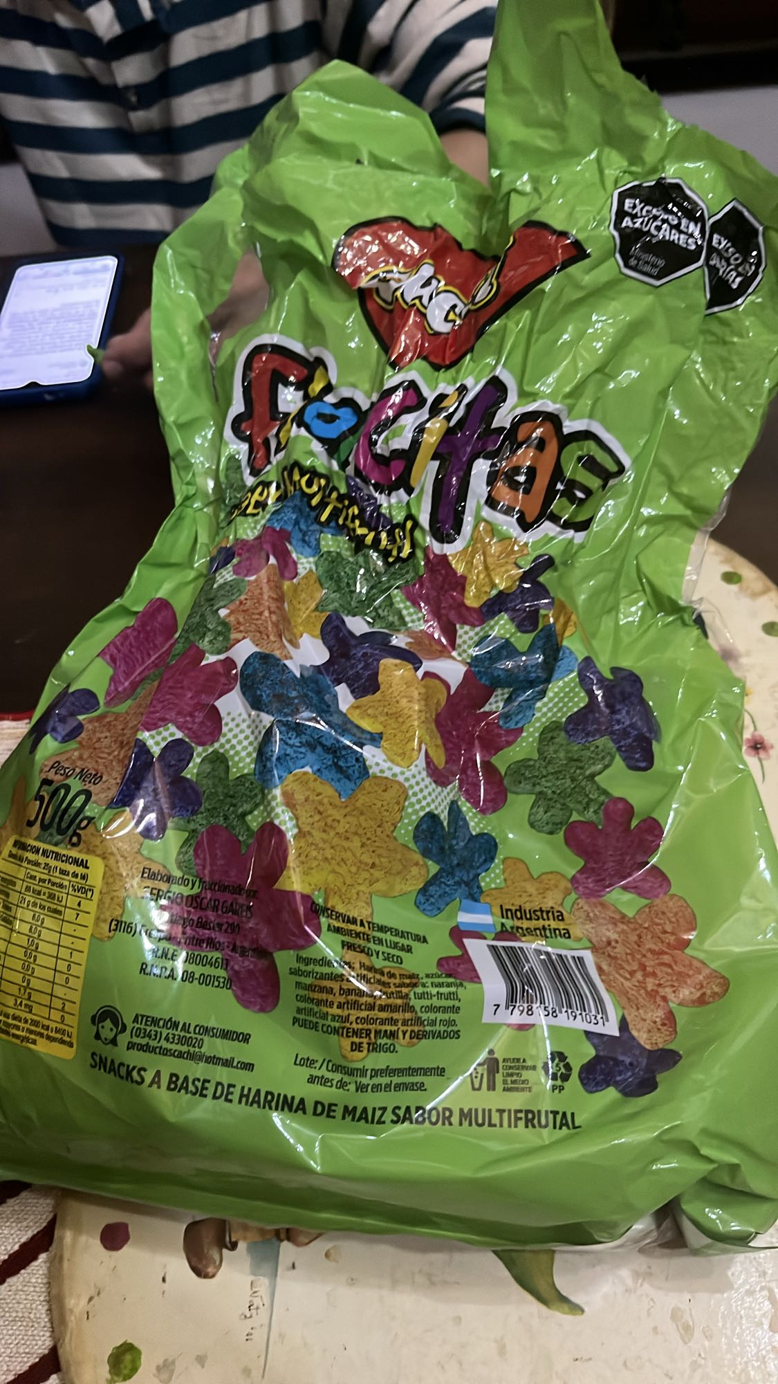 snack de maíz frutal