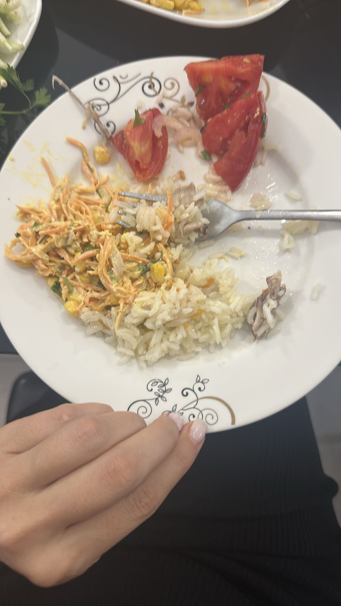 Rice with salad & tomato