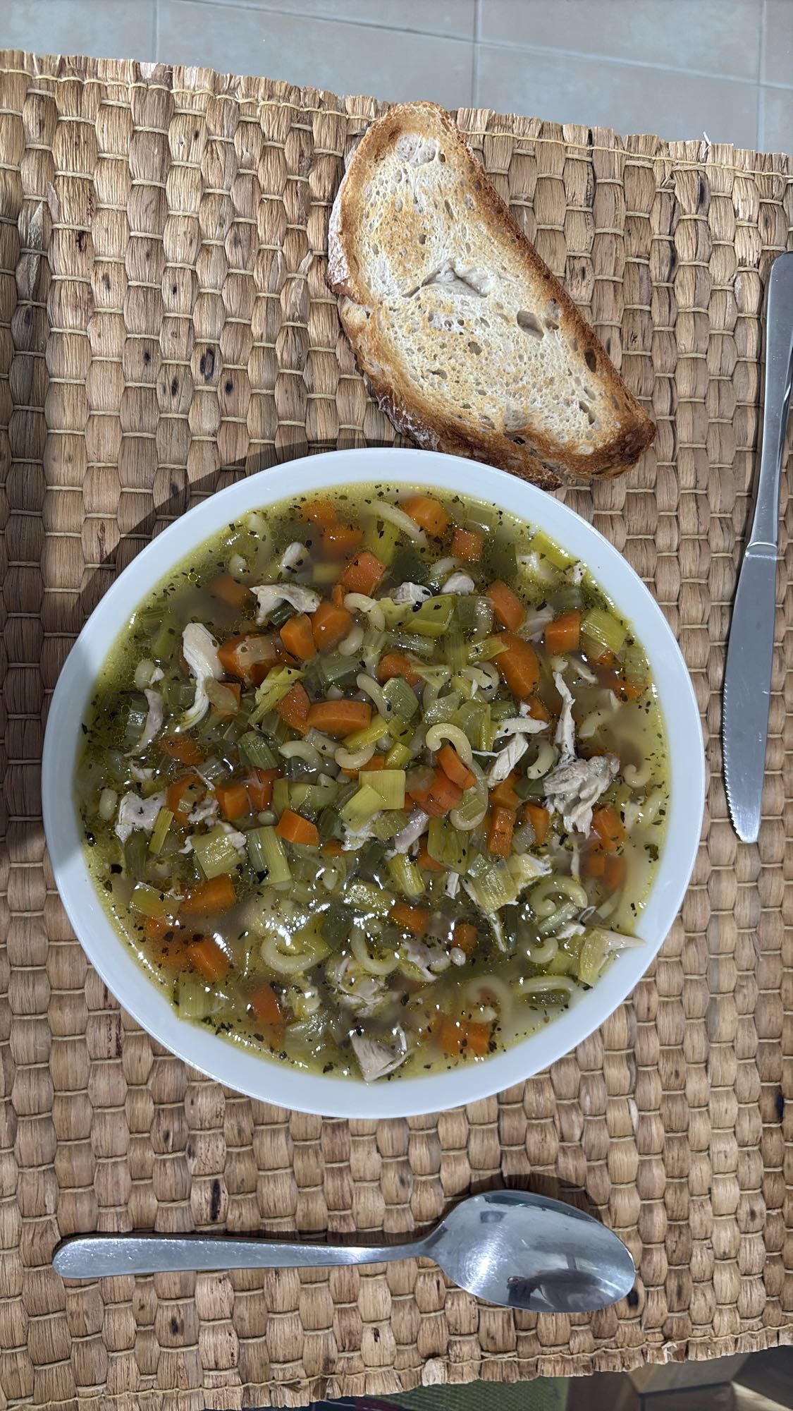 Chicken vegetable soup & bread