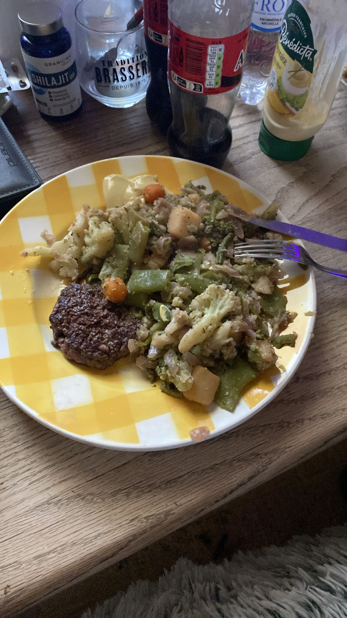 Légumes et steak haché