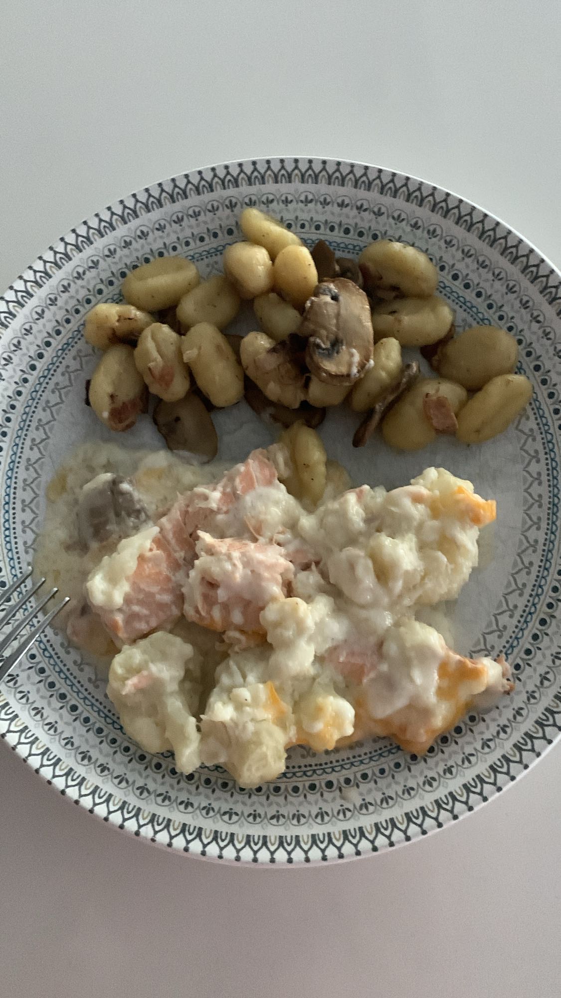 Gnocchis et saumon gratiné