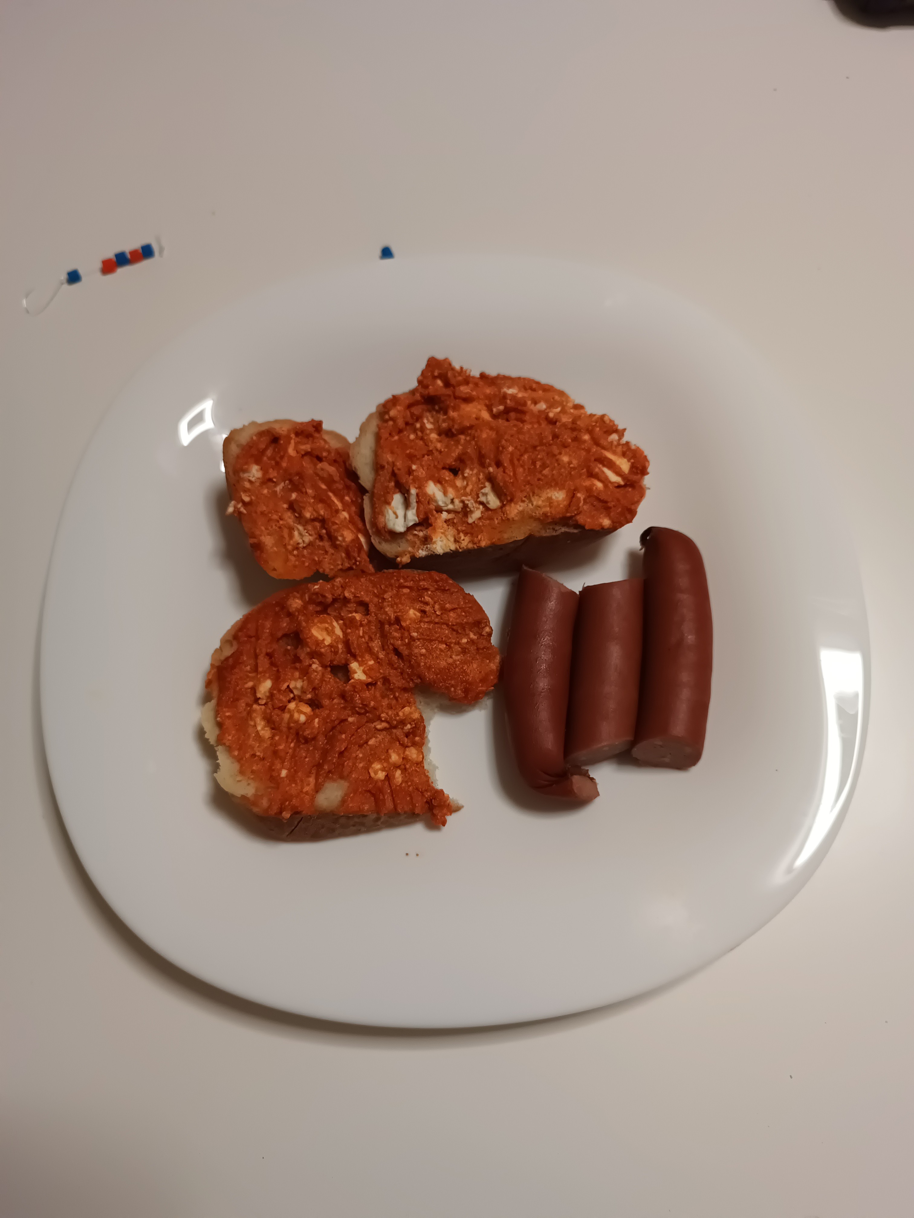 Bread with spread & sausages
