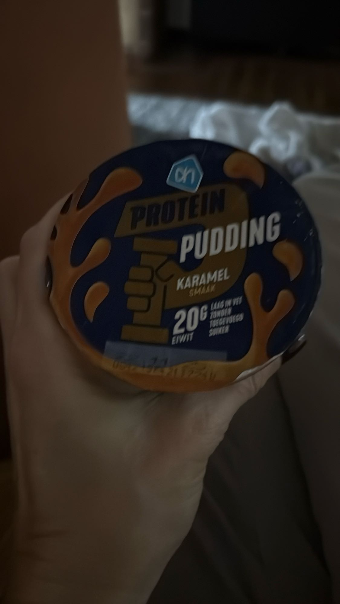 karamel proteïne pudding