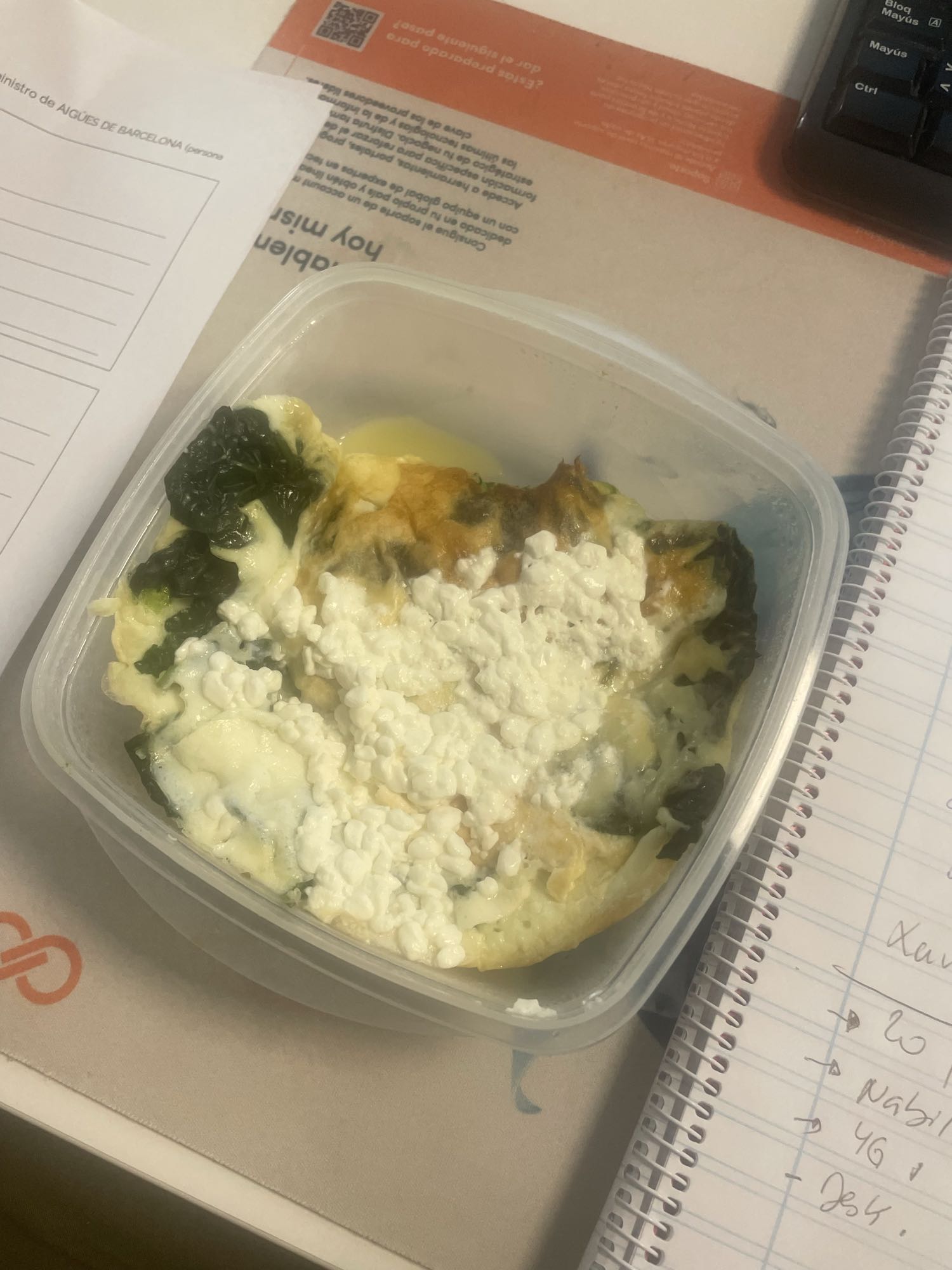 Tortilla espinaca y requesón