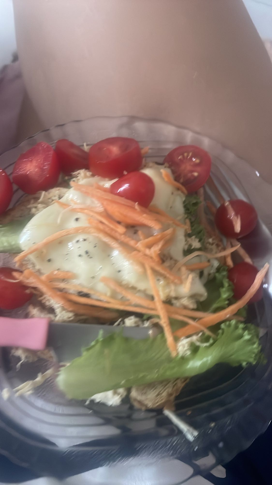Torrada com frango e salada