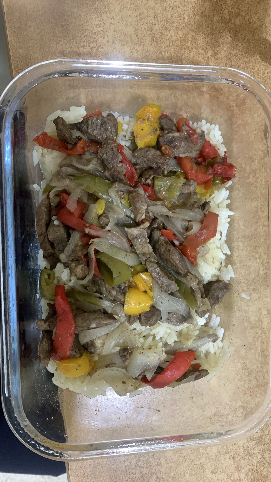 Beef stir fry with rice