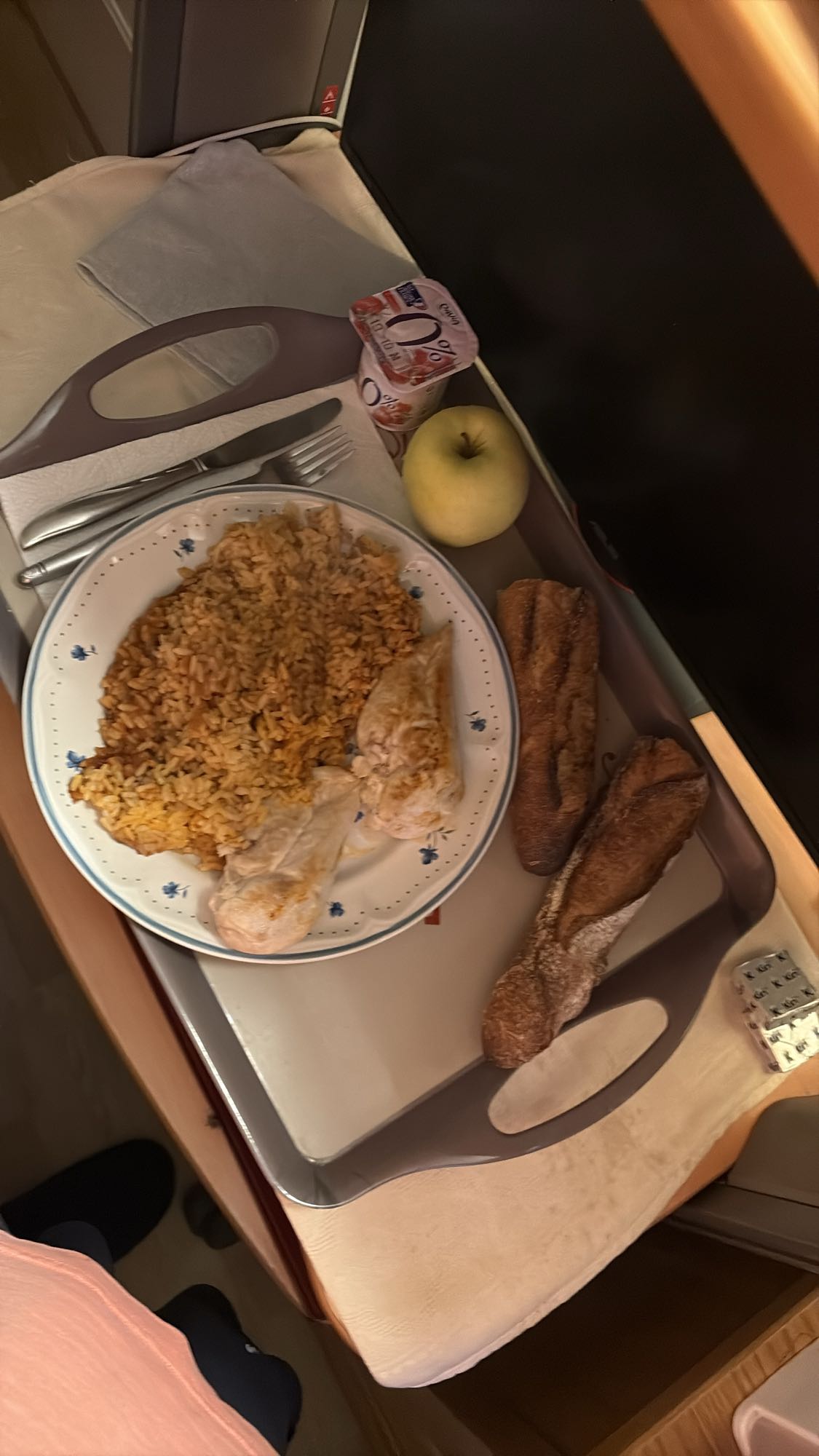 Poulet riz et pain