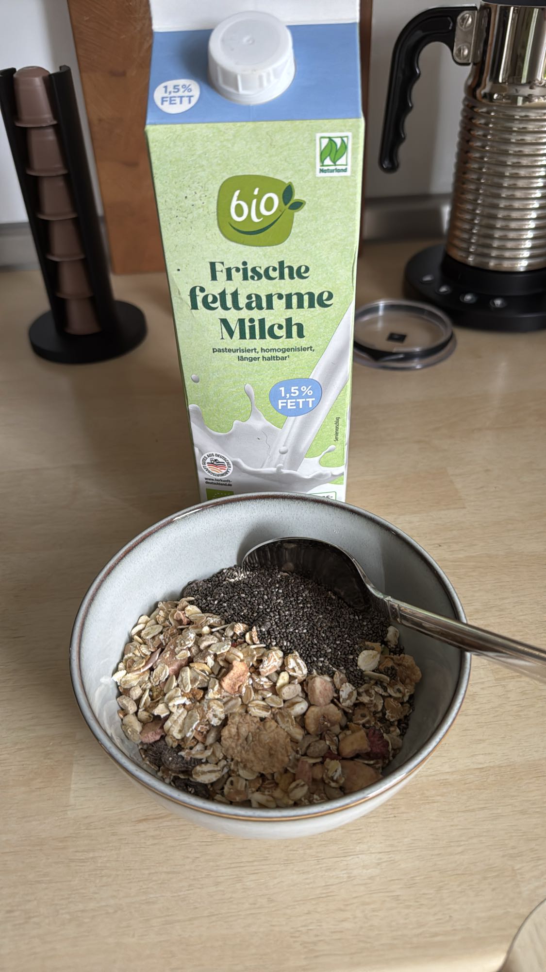 Müsli mit fettarmer Milch