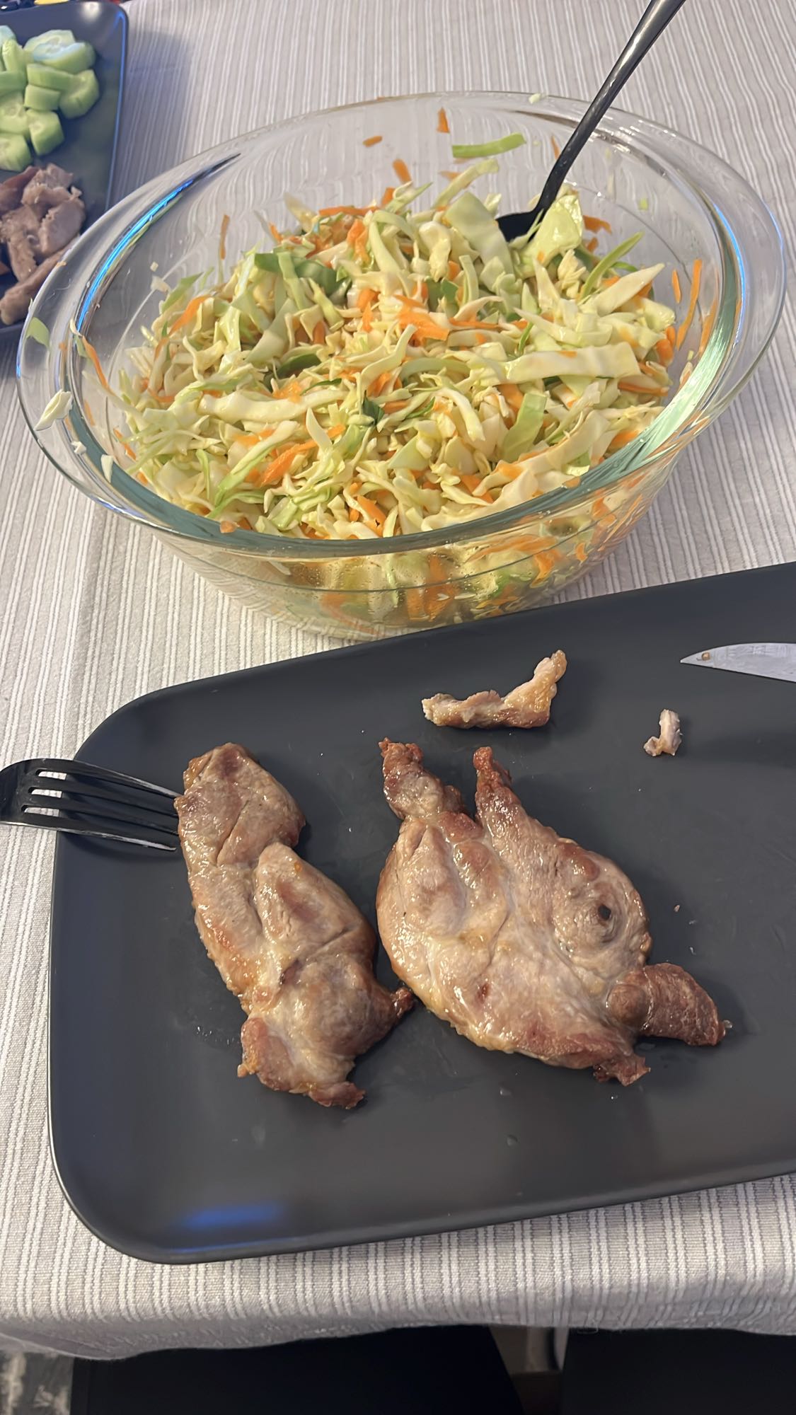 Grilled pork with cabbage salad