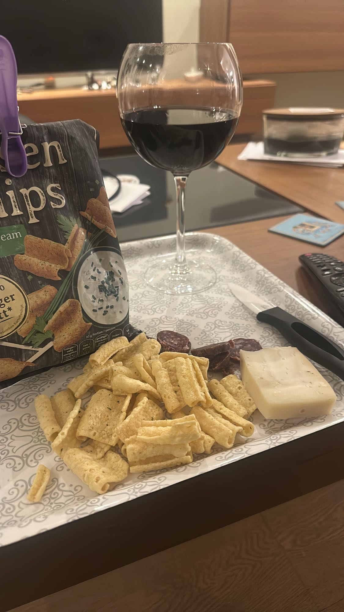 Chips, Cheese & Wine Snack