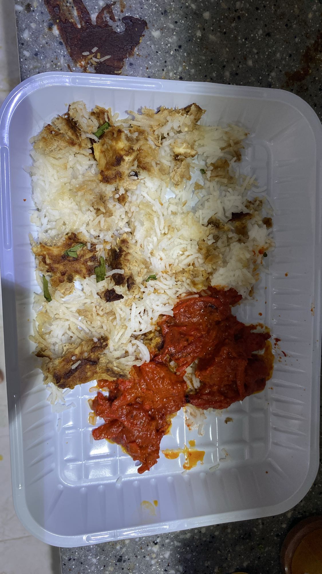 Rice with omelette curry