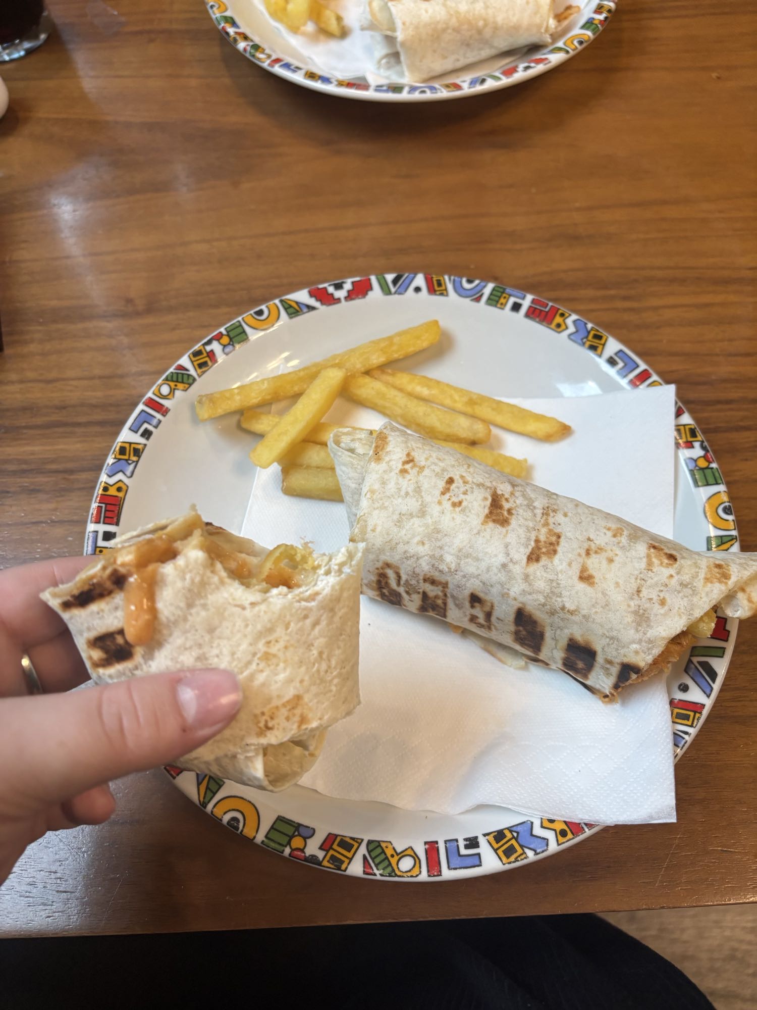Chicken wrap with fries