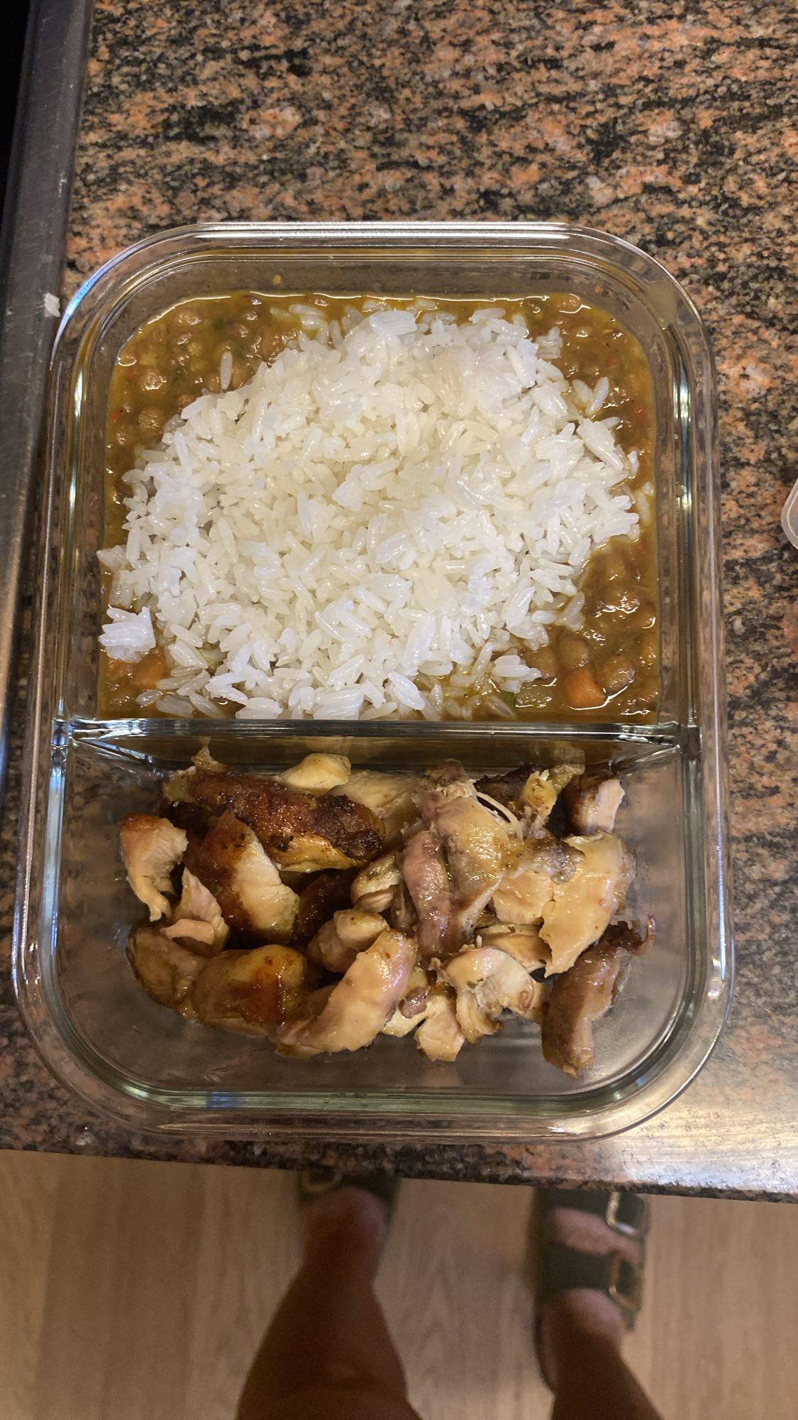 Pollo con arroz y lentejas
