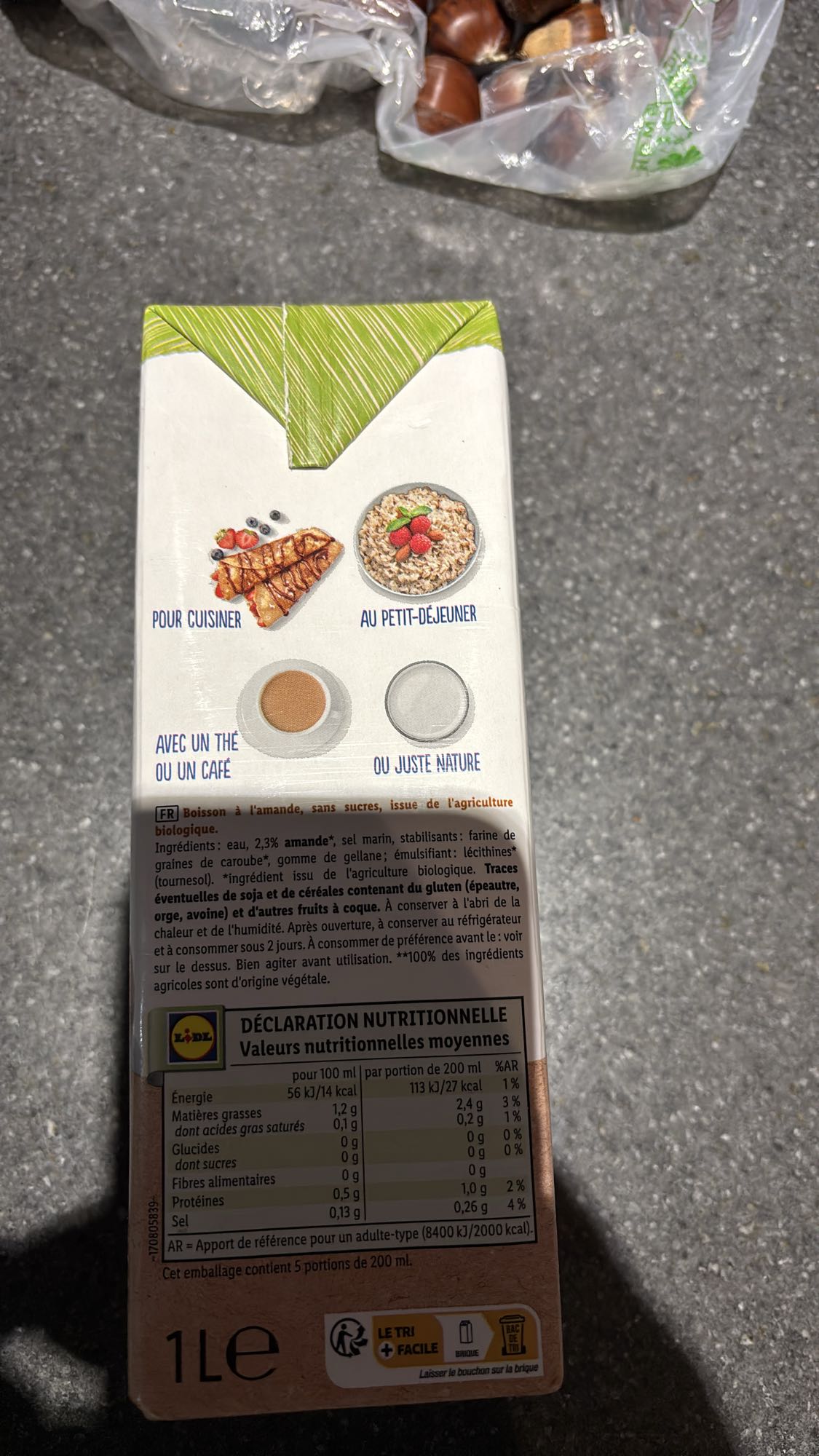 Boisson amande sans sucre