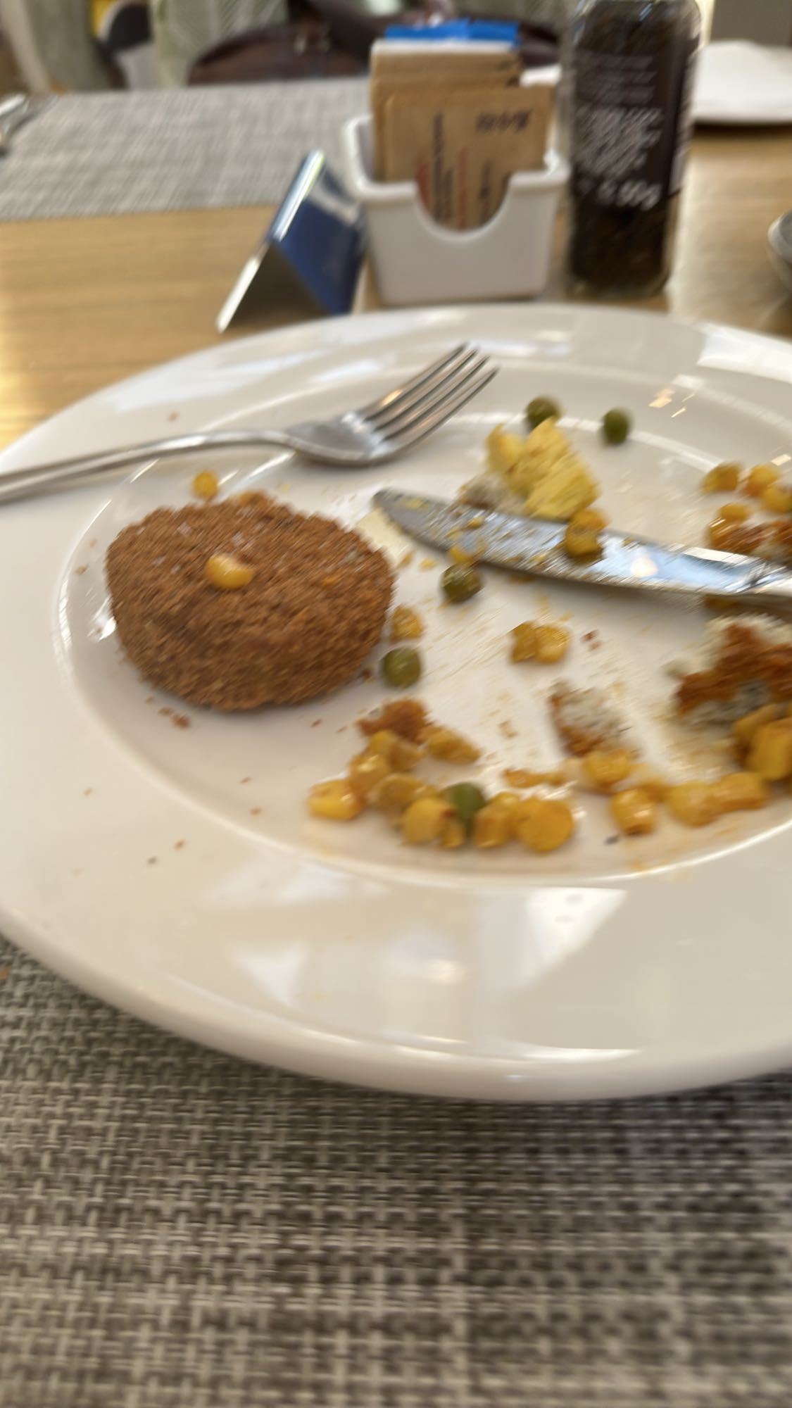 Fried patty with veggies