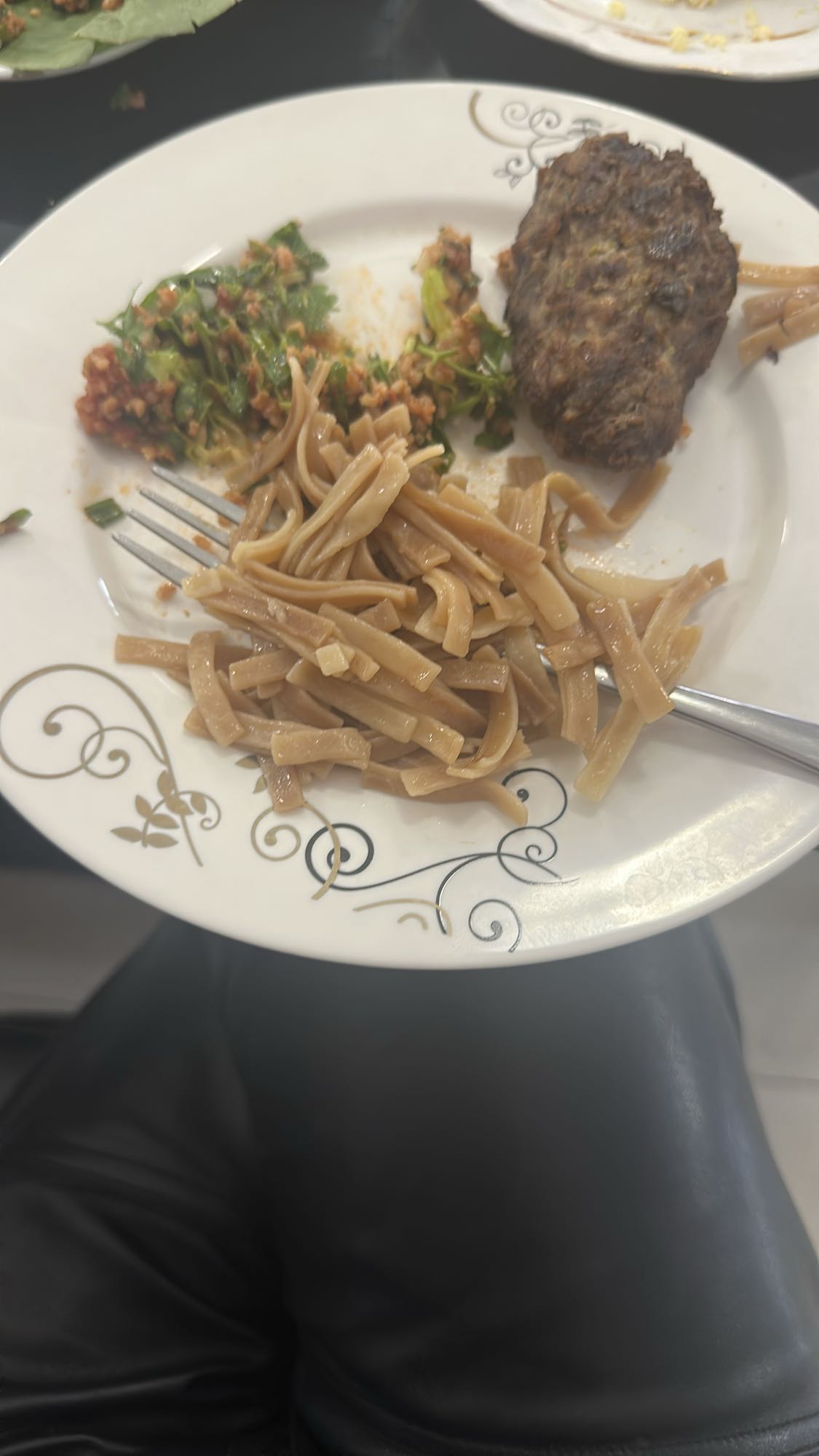 Pasta with meat patty